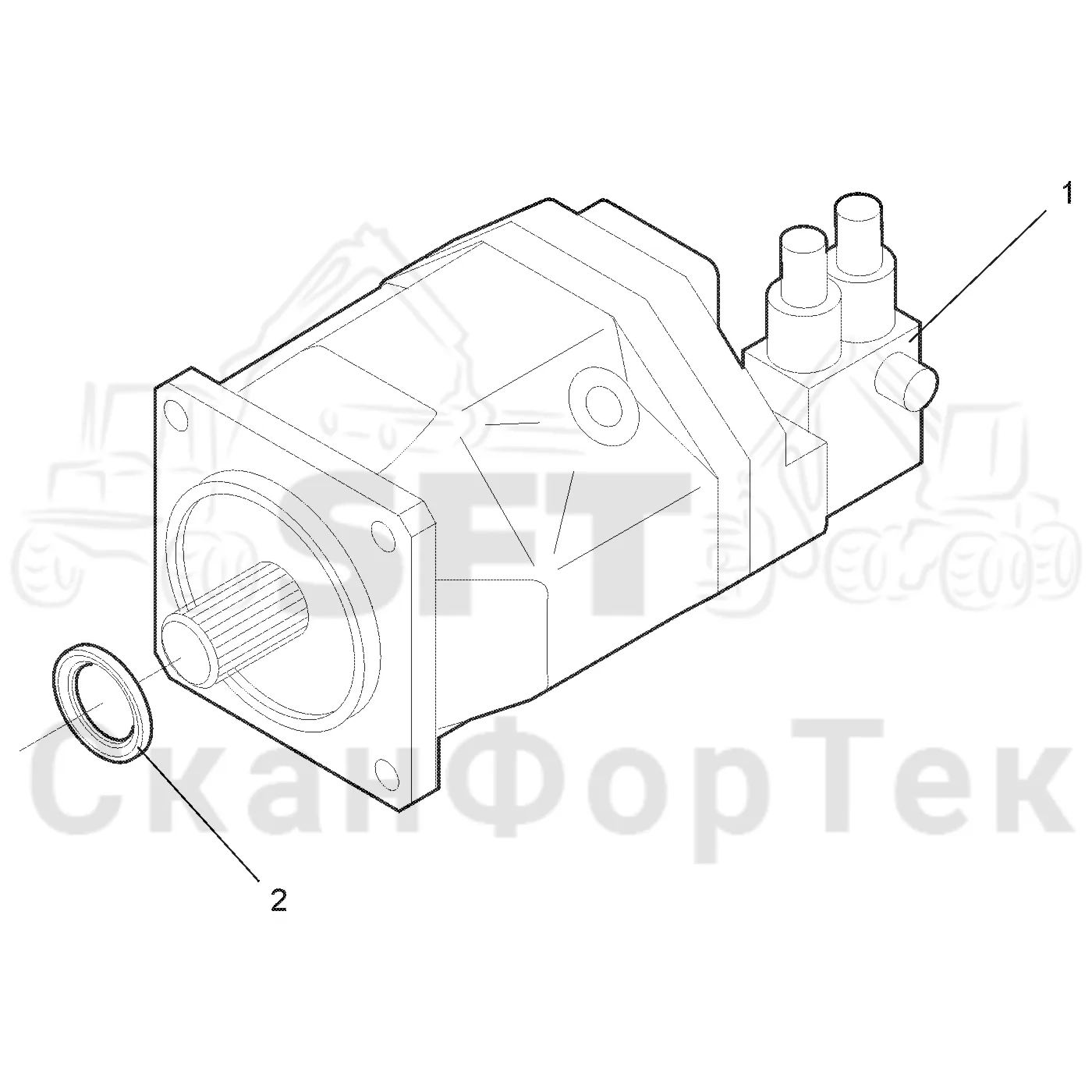 Схема: Valmet / Форвардер / Valmet 840.2 / Valmet 840.2 Ch. 211121- / Valmet 840.2 Ch. 211121- / Каталог запасных частей / Гидравлика / Гидравлические насосы / Насосная установка 110cc / Гидравлический насос Запчасть