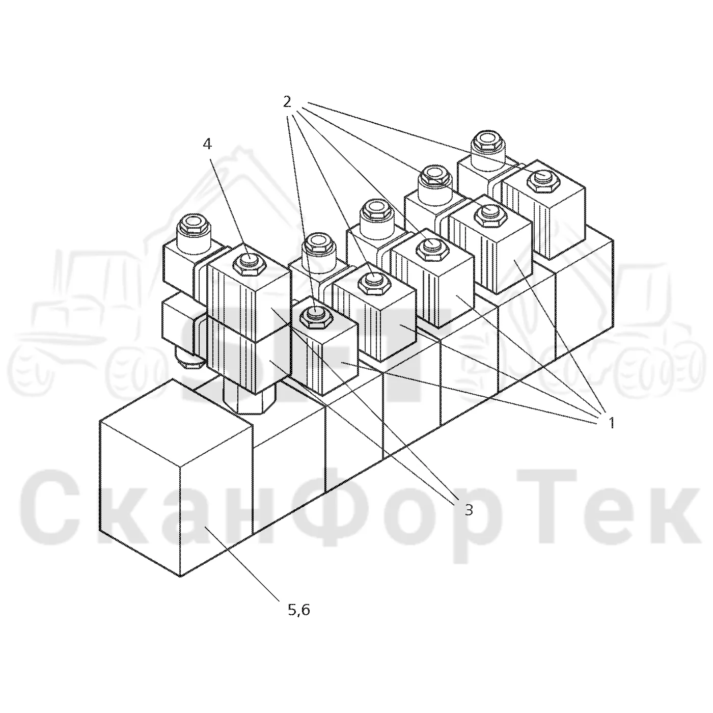 Схема: Valmet / Форвардер / Valmet 860.1 / Valmet 860.1 Ch. 115421- / Valmet 860.1 Ch. 115421- / Каталог запасных частей / Гидравлика / Клапан обслуживания / Клапан обслуживания / Запасные части клапана обслуживания
