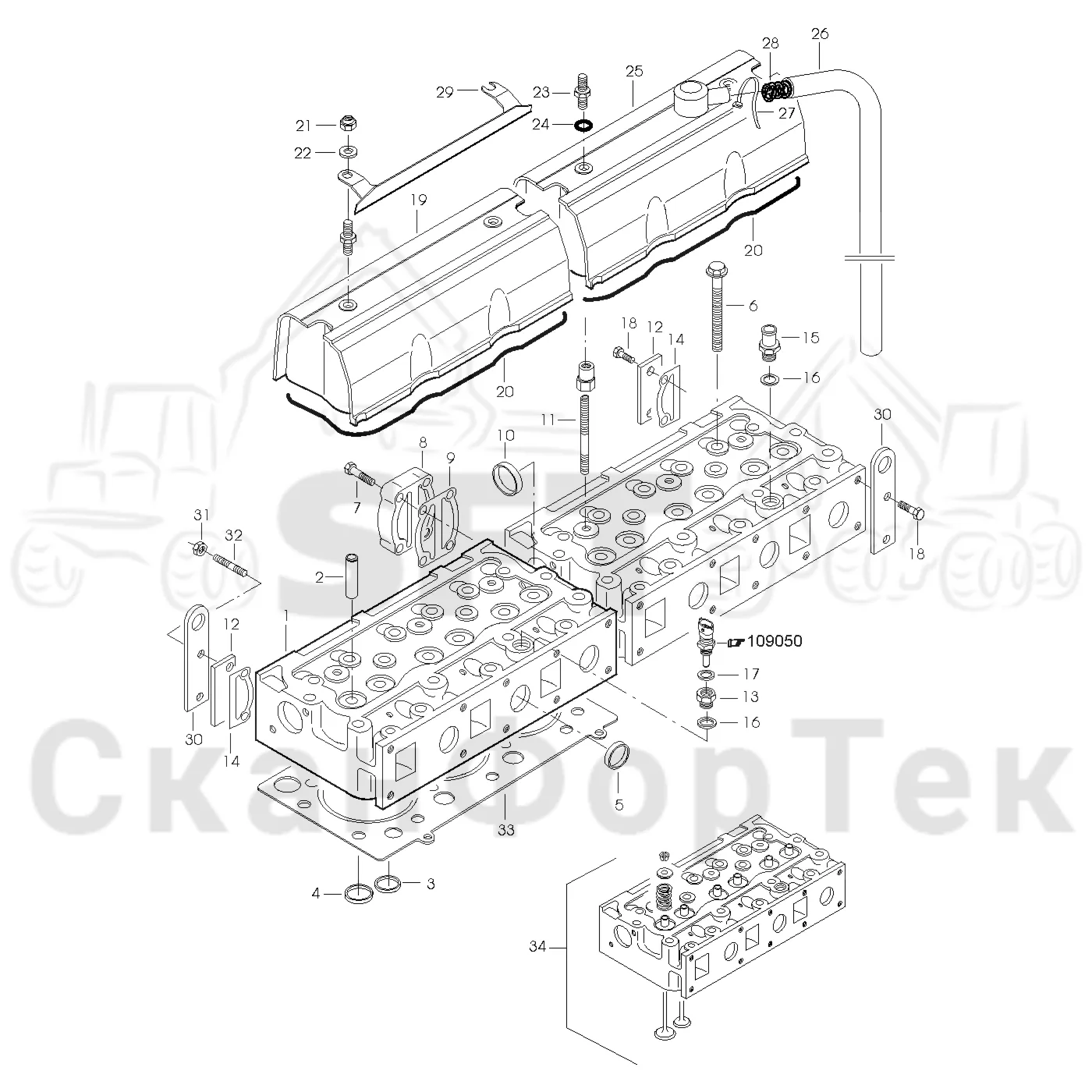 Схема: Valmet / Форвардер / Valmet 860.3 / Valmet 860.3 / Каталог запасных частей / Двигатель / Двигатель -311350 / Блок двигателя / Головка цилиндра