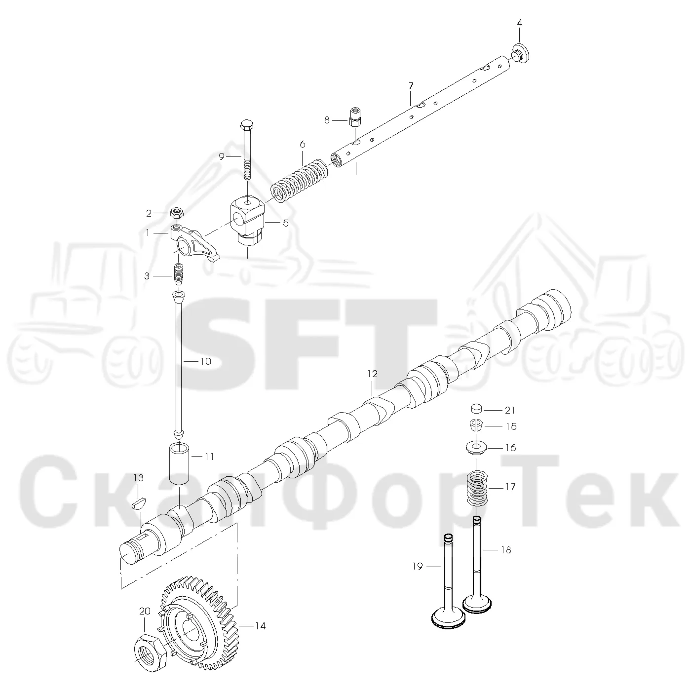 Схема: Valmet / Форвардер / Valmet 840.3 / Valmet 840.3 Ch. 311174- / Valmet 840.3 Ch. 311174- / Каталог запасных частей / Двигатель / Двигатель 311174- / Блок двигателя / Механизм клапана