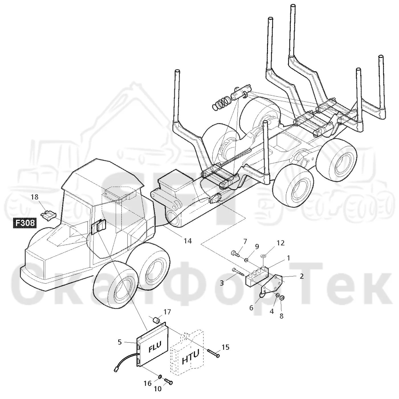Схема: Valmet / Форвардер / Valmet 890.3 / Valmet 890.3 / Каталог запасных частей / шасси / Зона погрузки / Взвешивающее устройство / Измерительное оборудование / Измерительное оборудование