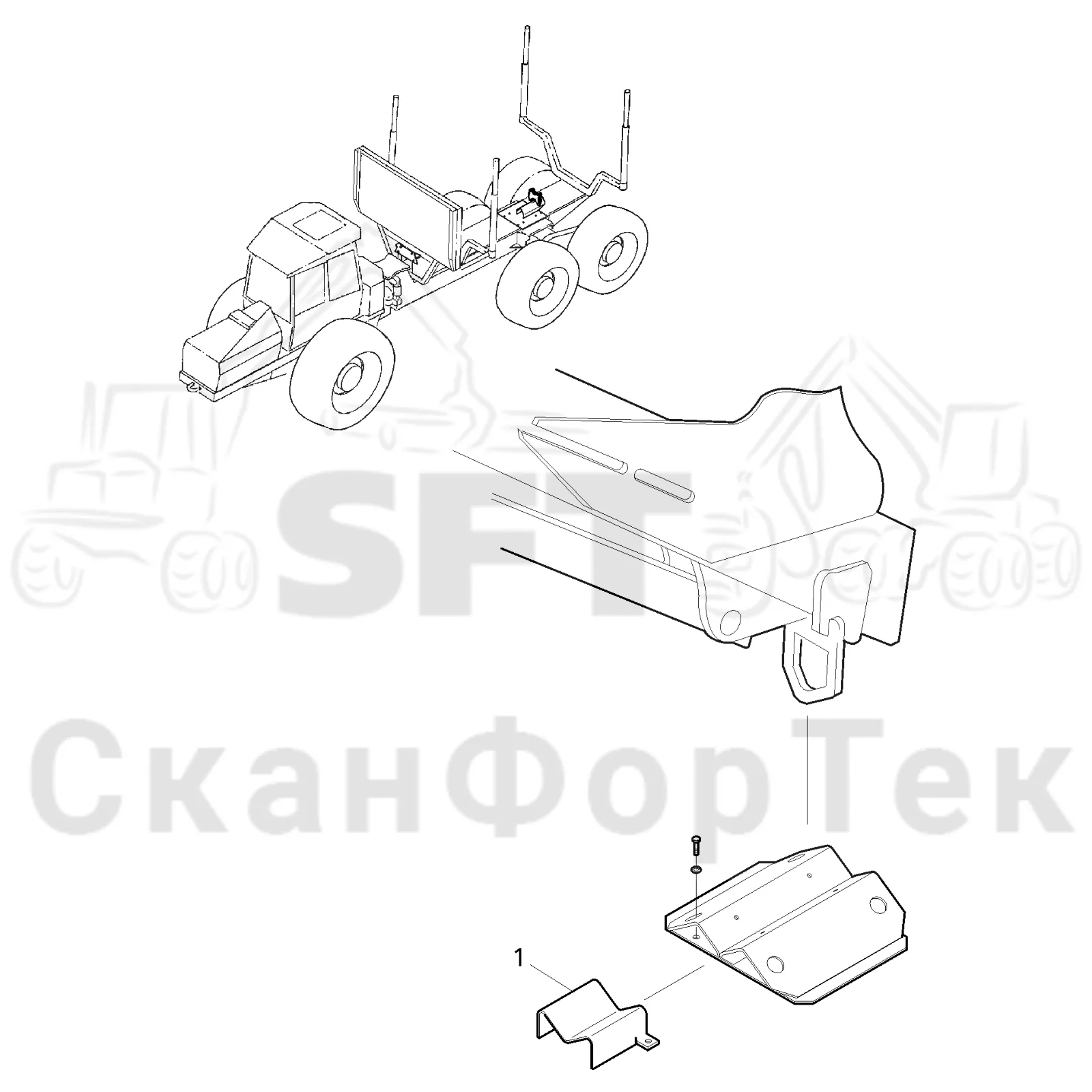 Схема: Valmet / Форвардер / Valmet 860.3 / Valmet 860.3 / Каталог запасных частей / шасси / Зона погрузки / Опора подъемного крана с полным приводом / Опора подъемного крана с полным приводом
