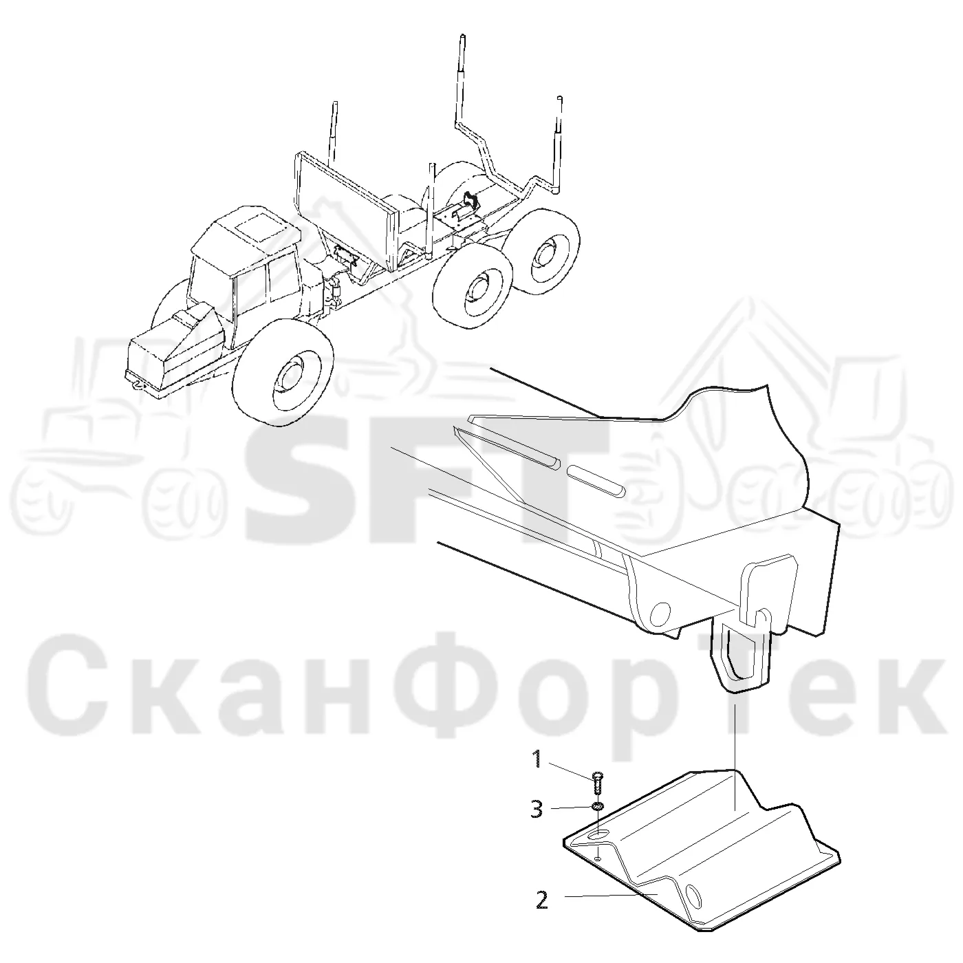 Схема: Valmet / Форвардер / Valmet 860.3 / Valmet 860.3 / Каталог запасных частей / шасси / Зона погрузки / Опора подъемного крана с полным приводом / Опора подъемного крана с полным приводом