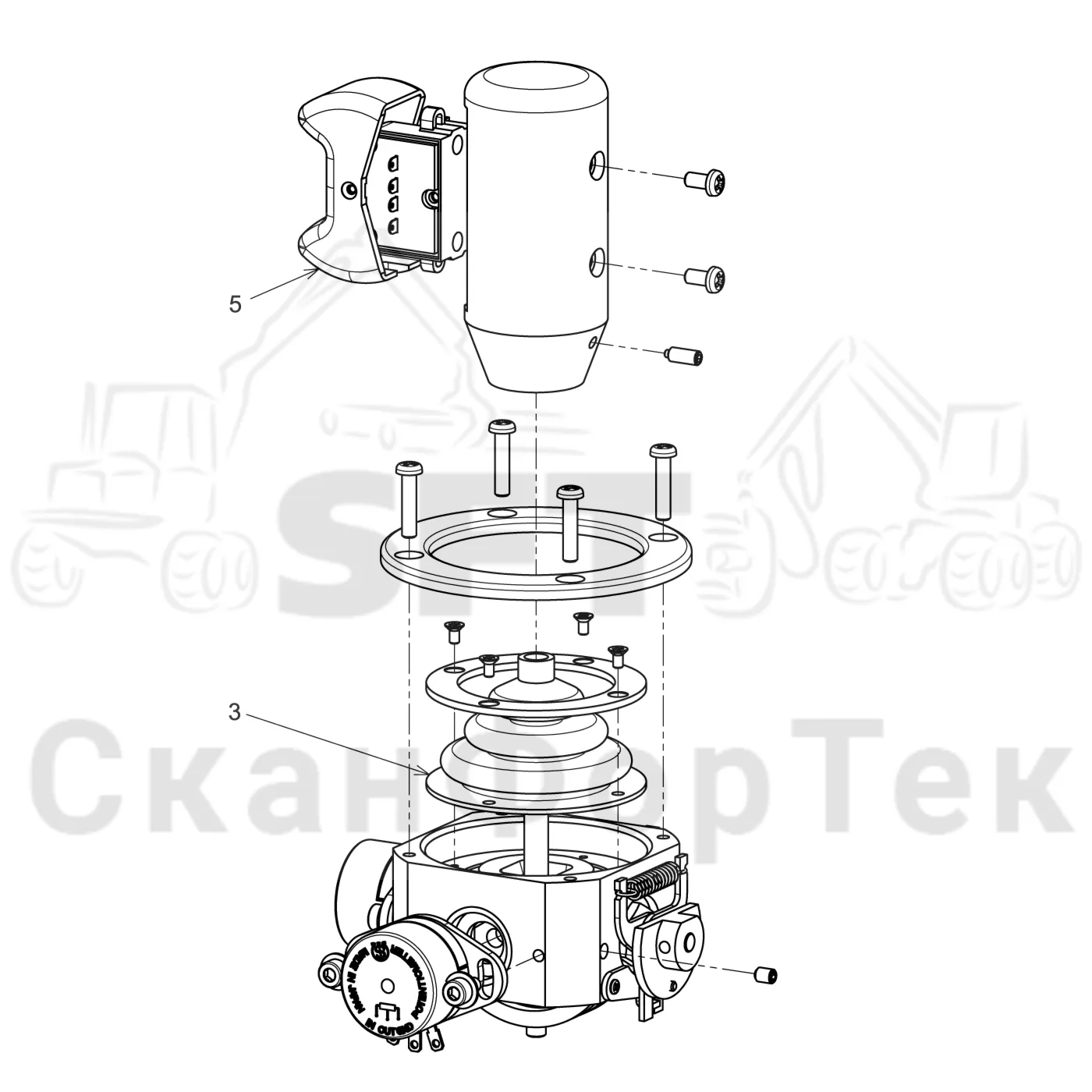 Схема: Valmet / Форвардер / Valmet 890.2 / Valmet 890.2 / Каталог запасных частей / Система управления / Регулятор / Электрический набор Малогабаритные рычаги / Блок рычага, запчасть