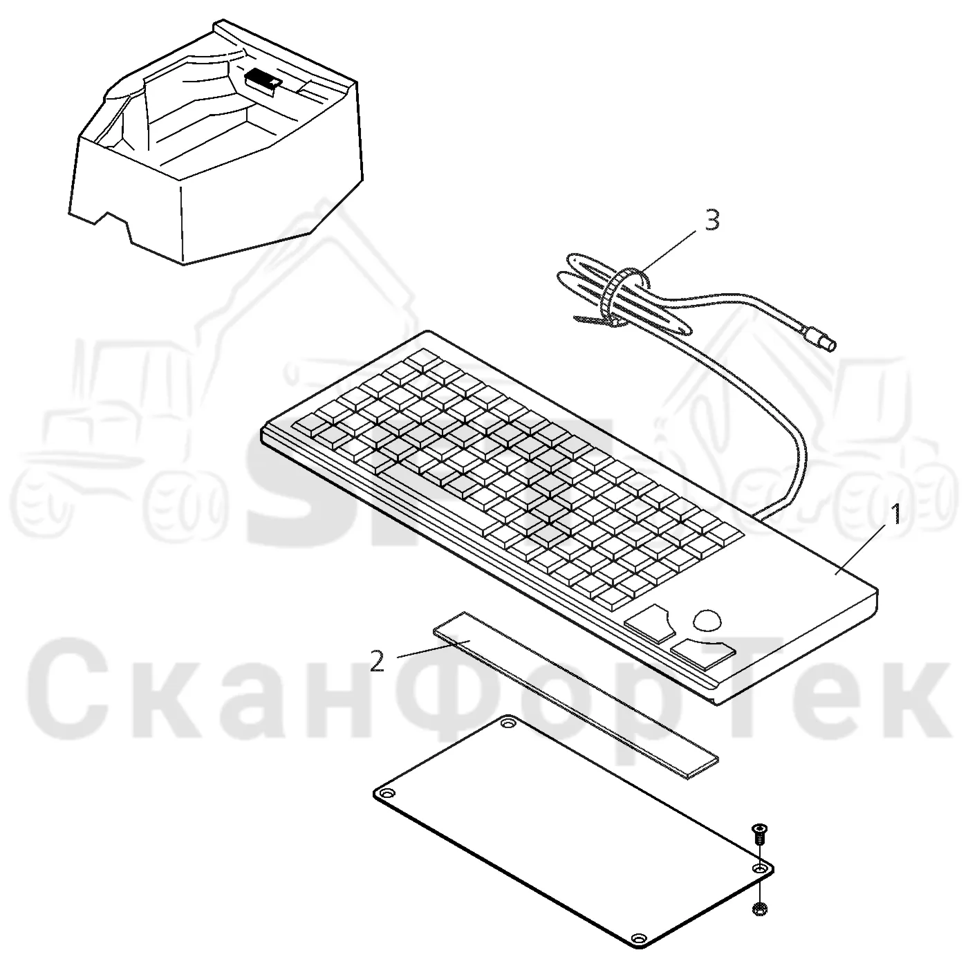 Схема: Valmet / Форвардер / Valmet 840.3 / Valmet 840.3 Ch. -311173 / Valmet 840.3 Ch. -311173 / Каталог запасных частей / Система управления / Компьютеры / Клавиатура / Клавиатура