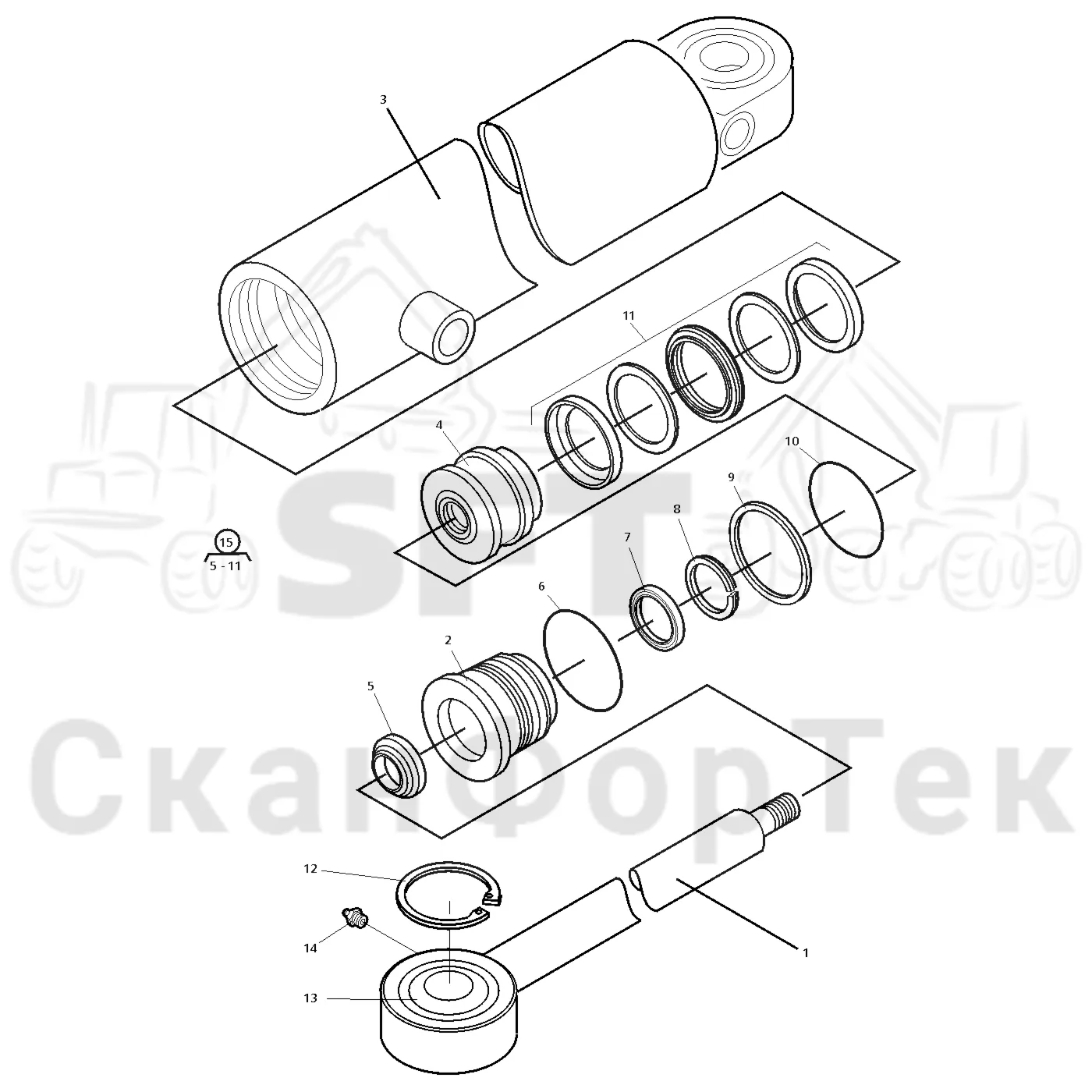 Схема: Valmet / Форвардер / Valmet 890.2 / Valmet 890.2 / Каталог запасных частей / шасси / Строгальное лезвие / Цилиндр строгального лезвия / Запасные части цилиндра 7308-, 9342-