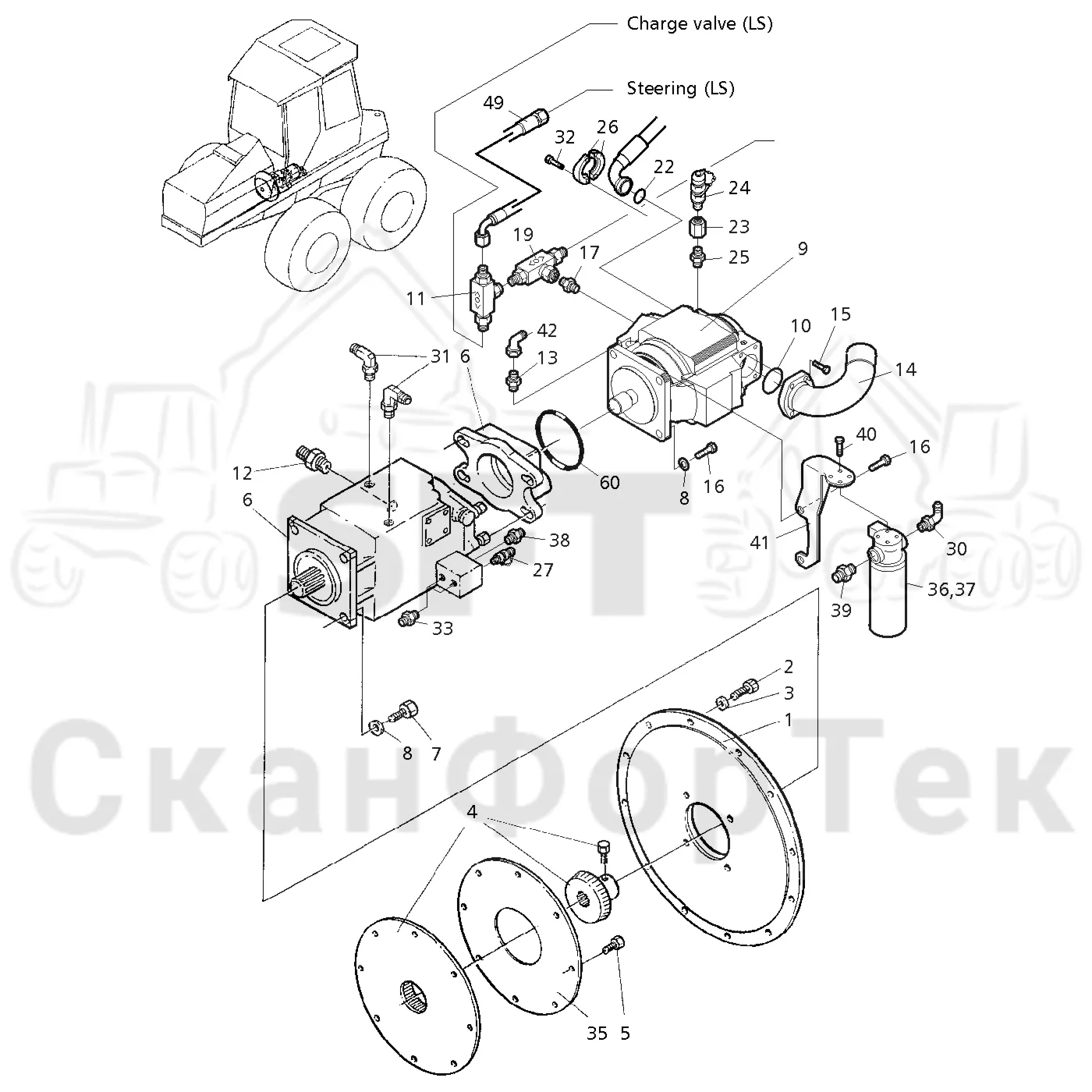 Схема: Valmet / Форвардер / Valmet 890.2 / Valmet 890.2 / Каталог запасных частей / Гидравлика / Гидравлические насосы / Насосная установка 145cc / Насосная установка 145cc