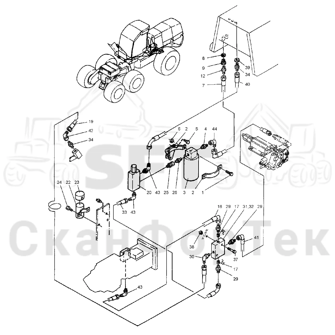 Схема: Valmet / Лесозаготовительные машины / Valmet 921 / Valmet 921 Ch 13271- / Valmet 921 Ch 13271- / Каталог запасных частей / Рулевое управление / Аварийное рулевое управление / Аварийное рулевое управление