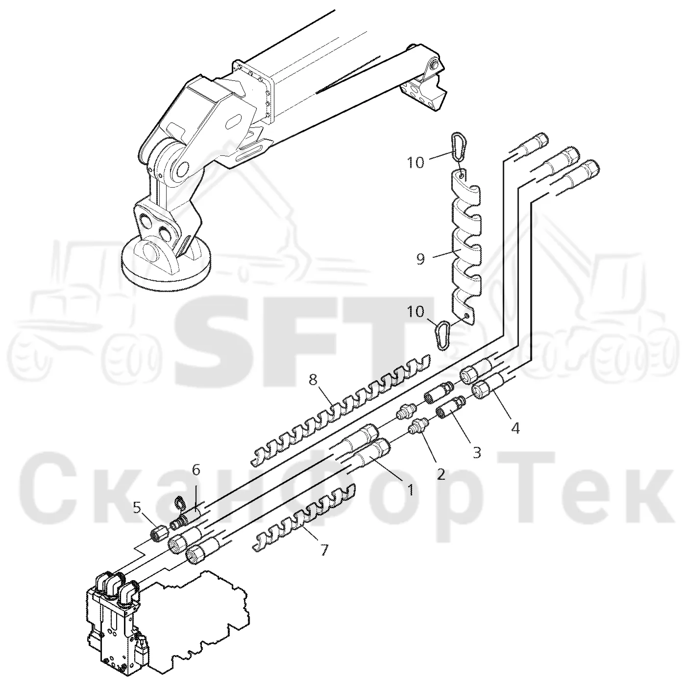 Схема: Valmet / Лесозаготовительные машины / Valmet 901.3 / Valmet 901.3 Ch -311190 / Valmet 901.3 Ch -311190 / Каталог запасных частей / Лесозаготовительное оборудование / Головка лесозаготовительной машины / Valmet 350 / Каталог запасных частей / Поворотные устройства и звенья / Подъемный кран и головка / Гидравлическое оборудование головки подъемного крана CRH / Гидравлическое оборудование головки подъемного крана CRH