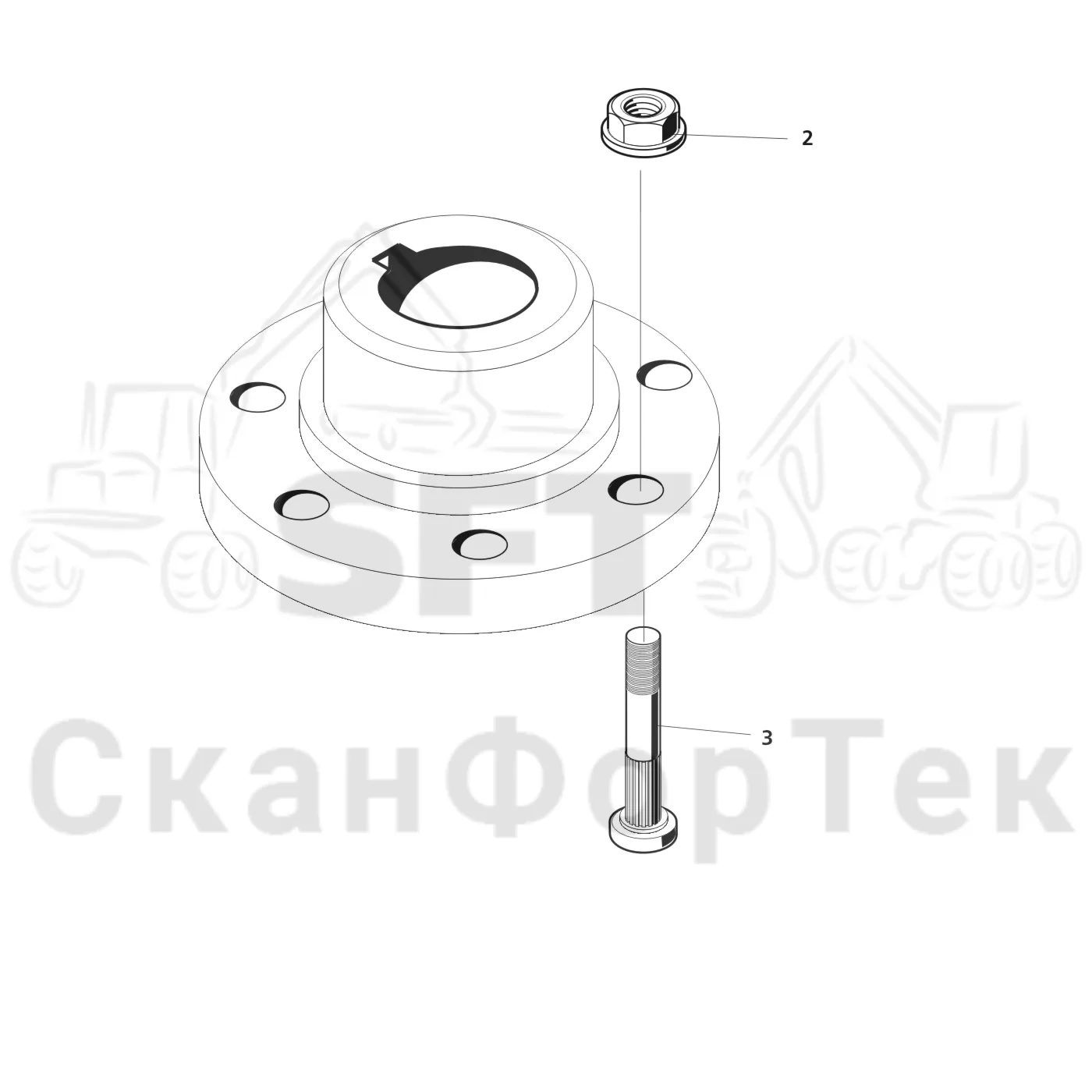 Схема: Valmet / Лесозаготовительные машины / Valmet 901.3 / Valmet 901.3 Ch -311190 / Valmet 901.3 Ch -311190 / Каталог запасных частей / Лесозаготовительное оборудование / Головка лесозаготовительной машины / Valmet 945.1 / Valmet 945.1 / Каталог запасных частей / Подача / Подающие ролики, Mense / Запчасть, Ступица