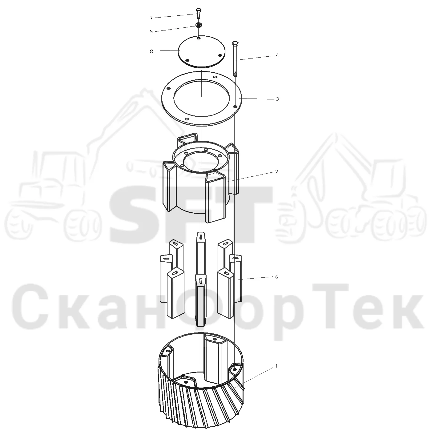 Схема: Valmet / Лесозаготовительные машины / Valmet 921 / Valmet 921 Ch -13270 / Valmet 921 Ch -13270 / Каталог запасных частей / Лесозаготовительное оборудование / Головка лесозаготовительной машины / Valmet 960 / Каталог запасных частей / Valmet 960 / Подача / Запасные части подающего ролика / Feedrollers, steel, spares