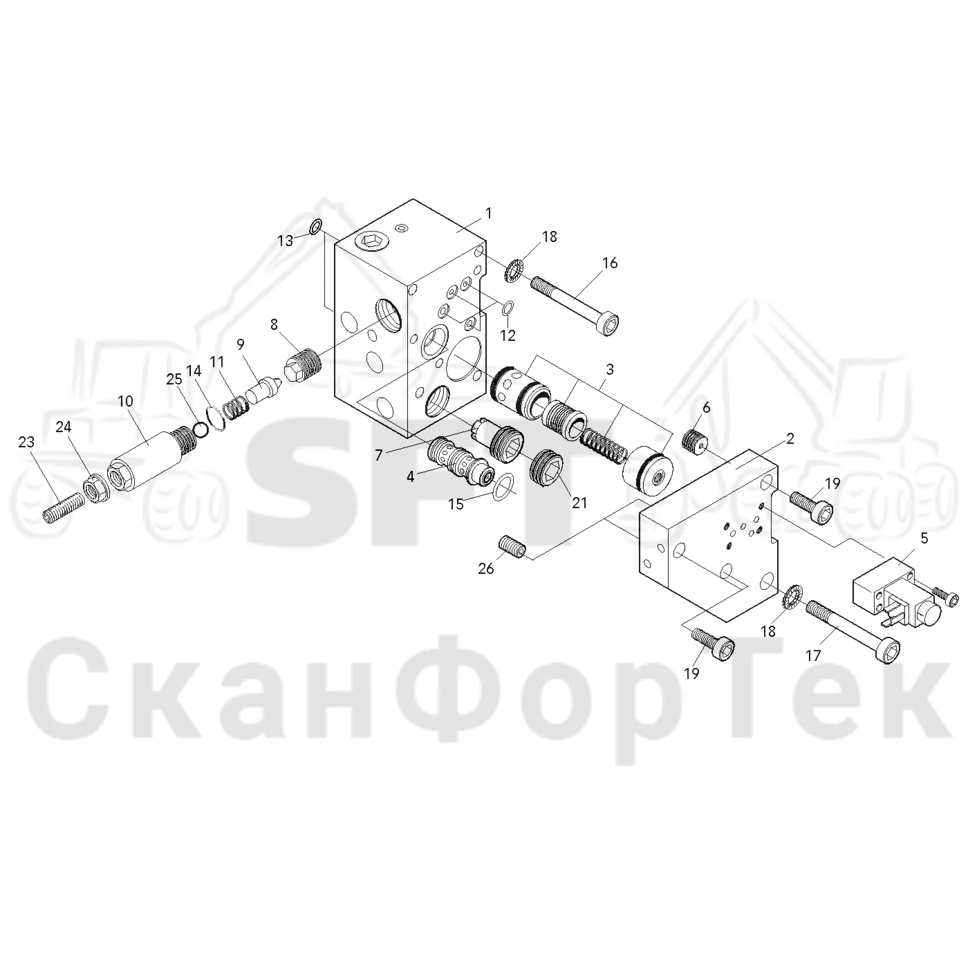 Схема: Valmet / Лесозаготовительные машины / Valmet 921 / Valmet 921 Ch -13270 / Valmet 921 Ch -13270 / Каталог запасных частей / Лесозаготовительное оборудование / Головка лесозаготовительной машины / Valmet 370 / Valmet 370 / Valmet 370   Ch. 11550- / Valmet 370 11550- / Каталог запасных частей / Гидравлический клапан / Клапан верхней пилы