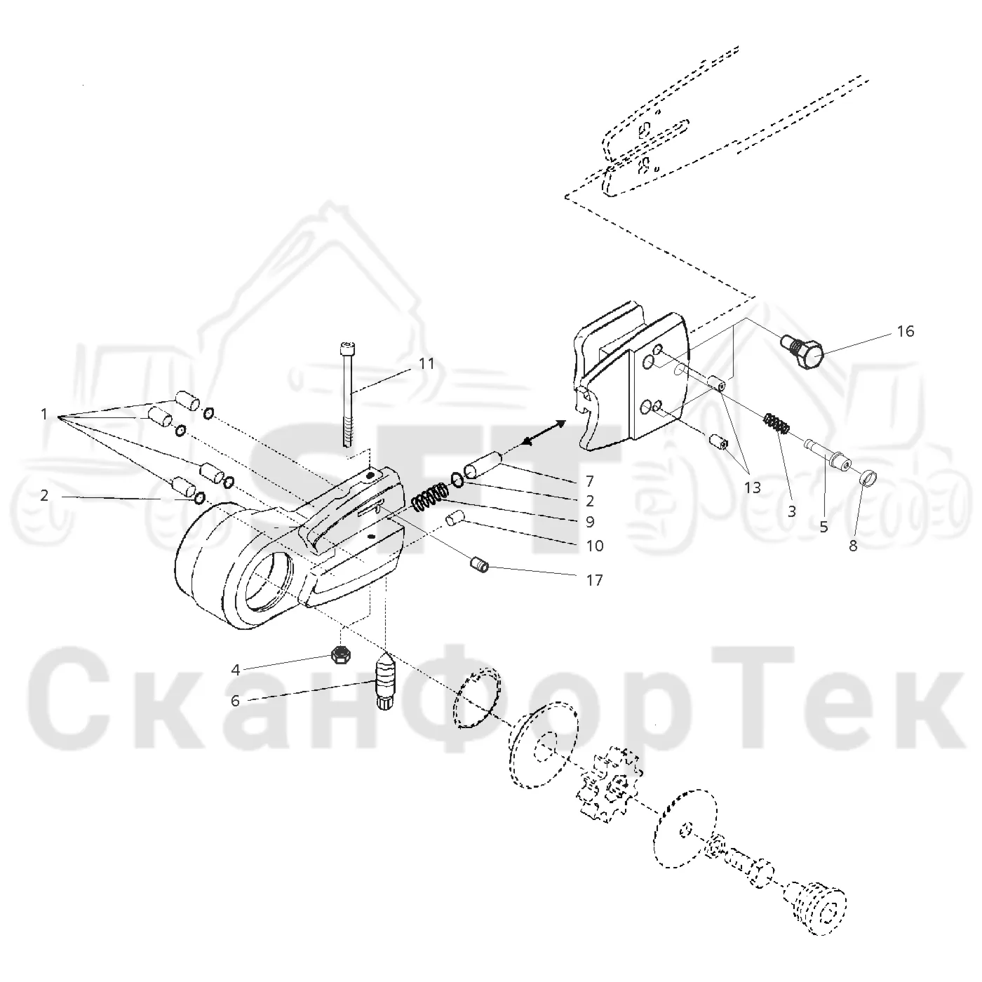 Схема: Valmet / Форвардер / Valmet 840.1 / Valmet 840.1 / Каталог запасных частей / Оборудование захвата / Захват / Valmet 901.2 Ch. -211060 / Каталог запасных частей / Лесозаготовительное оборудование / Головка лесозаготовительной машины / Valmet 945.1 / Valmet 945.1 / Каталог запасных частей / Резка / Автоматический натяжитель цепи