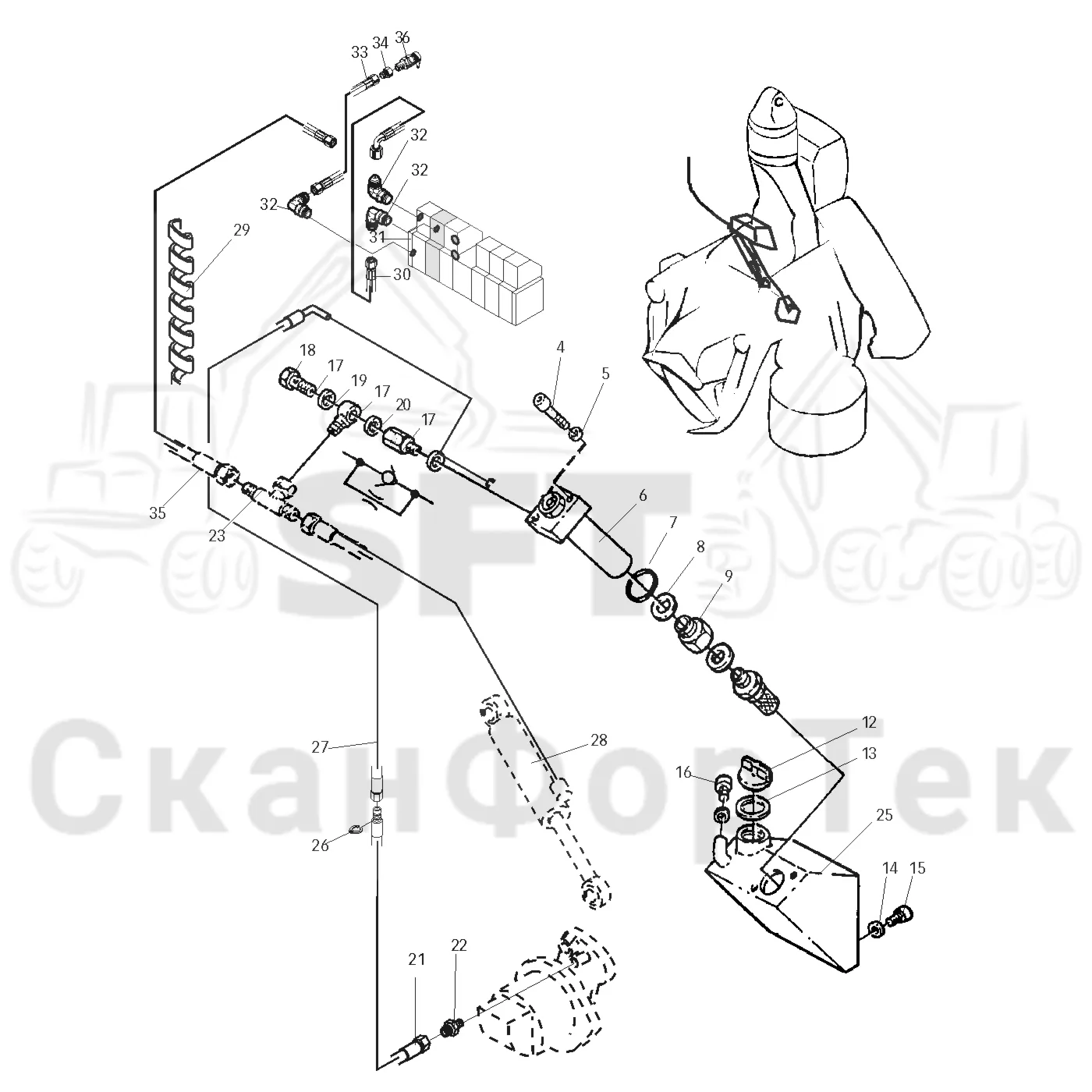 Схема: Valmet / Лесозаготовительные машины / Valmet 911.1 / Valmet 911.1 Ch -113010 / Valmet 911.1 Ch. -113010 / Каталог запасных частей / Лесозаготовительное оборудование / Головка лесозаготовительной машины / Valmet 960 / Каталог запасных частей / Valmet 960 / Резка / Смазка цепи / Гидравлическое оборудование смазки цепи