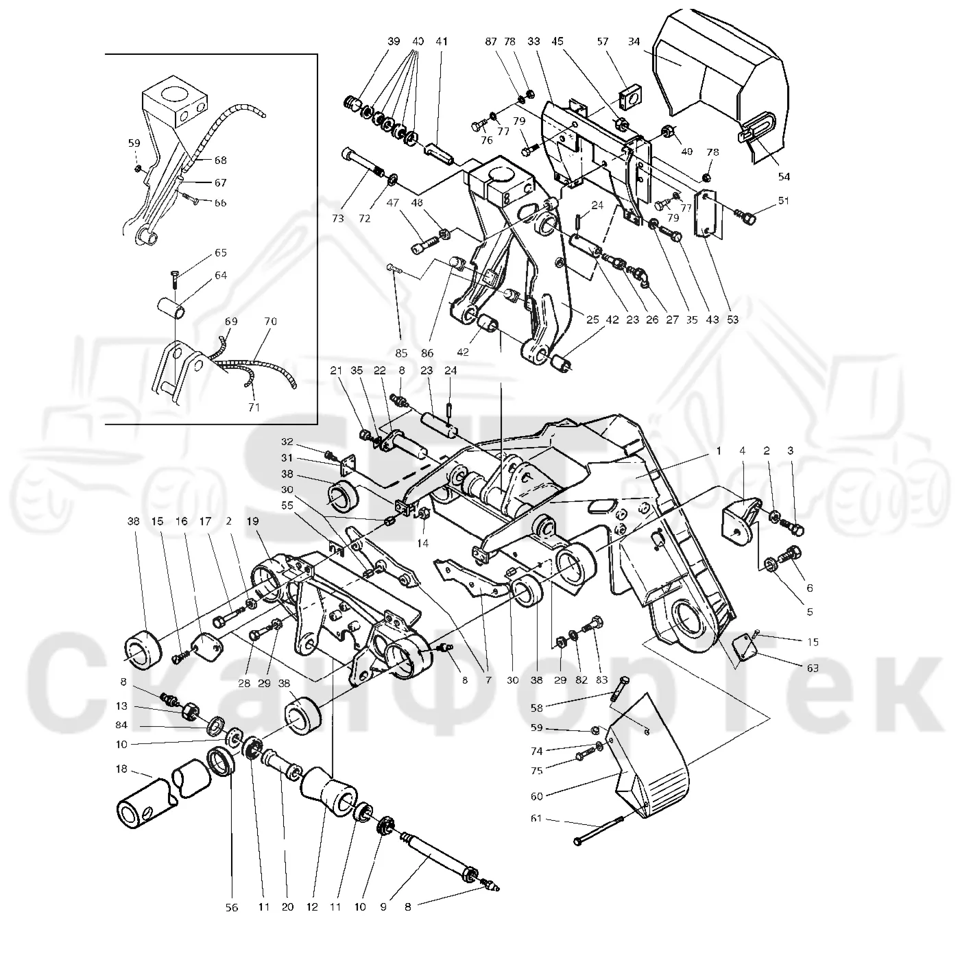 Схема: Valmet / Лесозаготовительные машины / Valmet 921 / Valmet 921 Ch 13271- / Valmet 921 Ch 13271- / Каталог запасных частей / Лесозаготовительное оборудование / Головка лесозаготовительной машины / Valmet 965 S2 / Valmet 965 / Каталог запасных частей / шасси / шасси / шасси -344