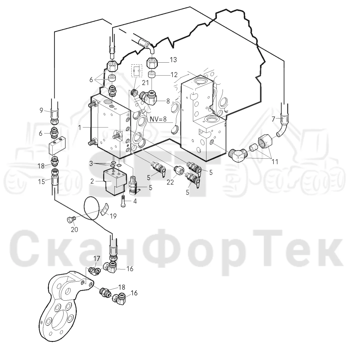 Схема: Valmet / Головки лесозаготовительной машины / Valmet 965 S2 / Valmet 965 S2 / Valmet 965 / Каталог запасных частей / Резка / Натяжитель цепи / Автоматический натяжитель цепи 10641-