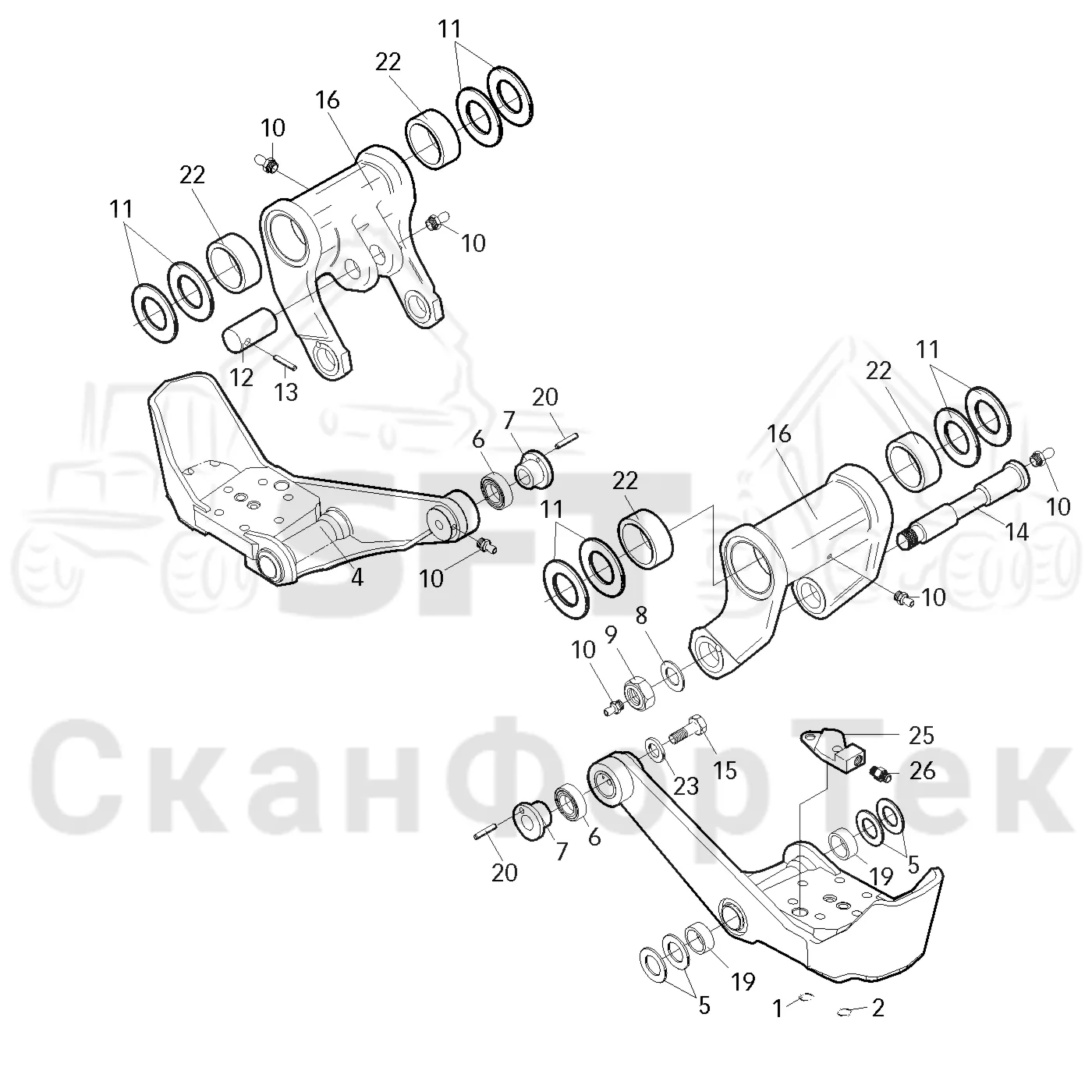 Схема: Valmet / Головки лесозаготовительной машины / Valmet 965 BR / Valmet 965 BR / Каталог запасных частей / Valmet 965 BR / Подача / шасси подающих роликов / шасси 34- подающих роликов узла обрезки сучьев