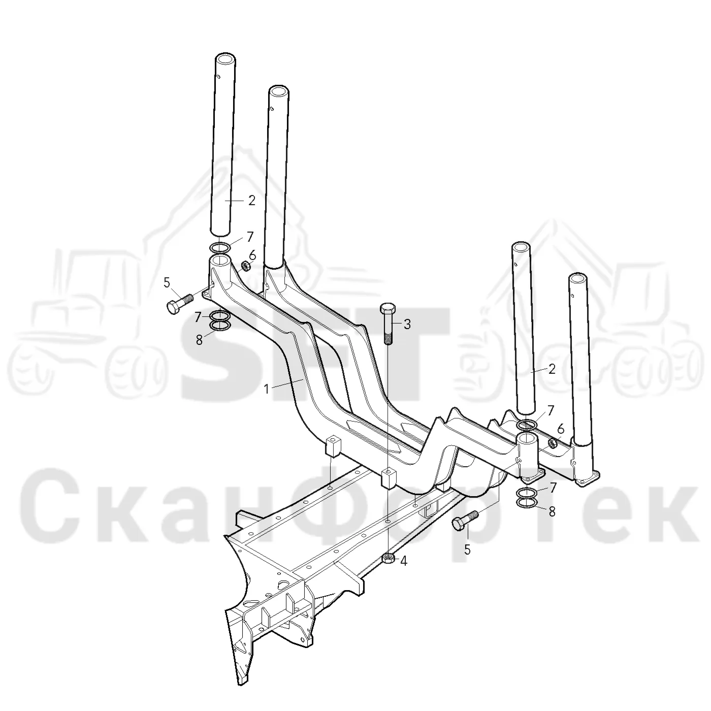Схема: Valmet / Форвардер / Valmet 840.2 / Valmet 840.2 Ch. -211120 / Valmet 840.2 Ch. -211120 / Каталог запасных частей / Оборудование захвата / Захват / Valmet 801c Ch -11730 / Каталог запасных частей / шасси / Зона погрузки / Коники и опора / 2 Коники