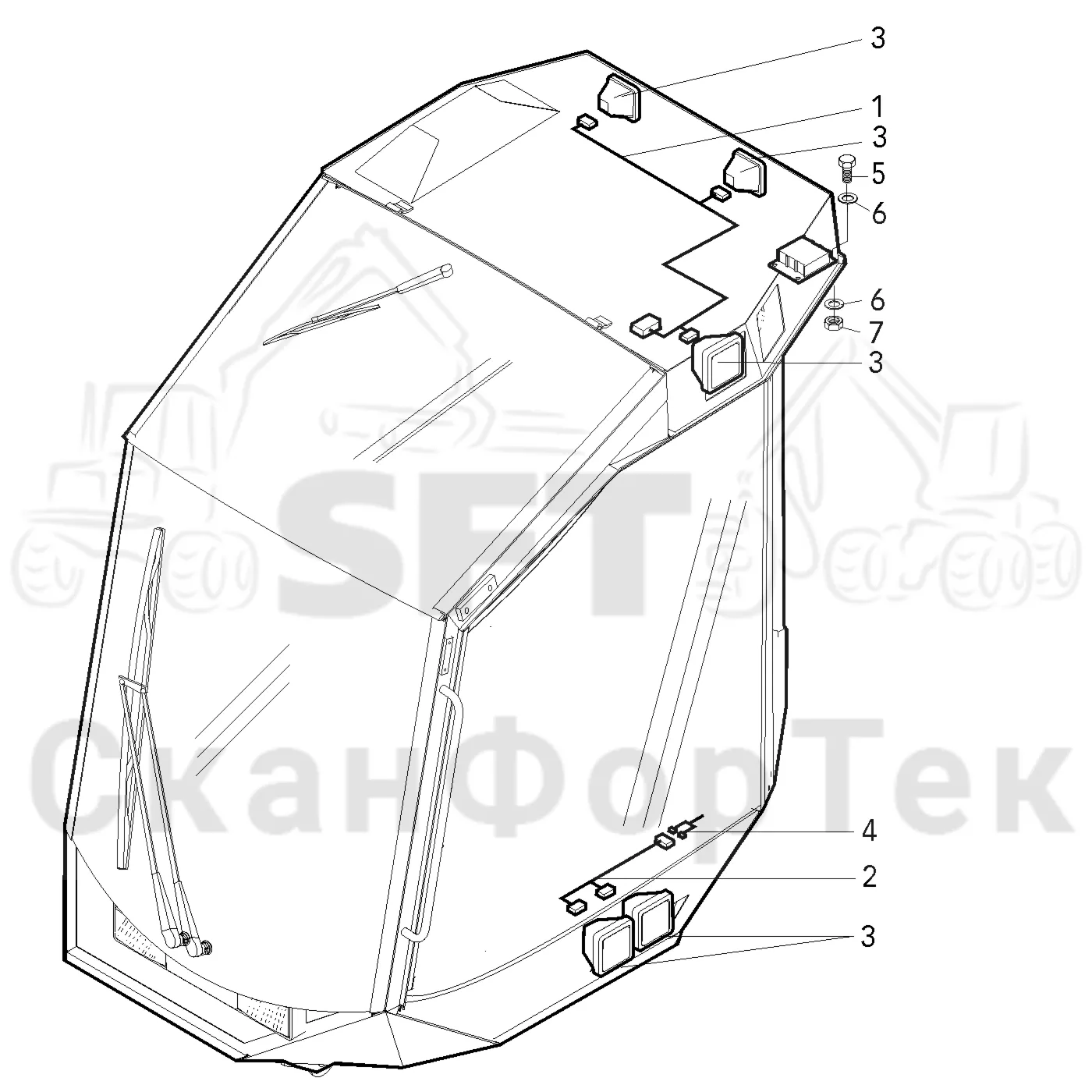 Схема: Valmet / Форвардер / Valmet 860.1 / Valmet 860.1   Ch. -115420 / Valmet 860.1  Ch. -115420 / Каталог запасных частей / Оборудование захвата / Захват / Valmet 901.2 Ch. -211060 / Каталог запасных частей / Кабина / Кабина / Рабочие лампы, ксеноновые / Рабочие лампы, ксеноновые телескопические