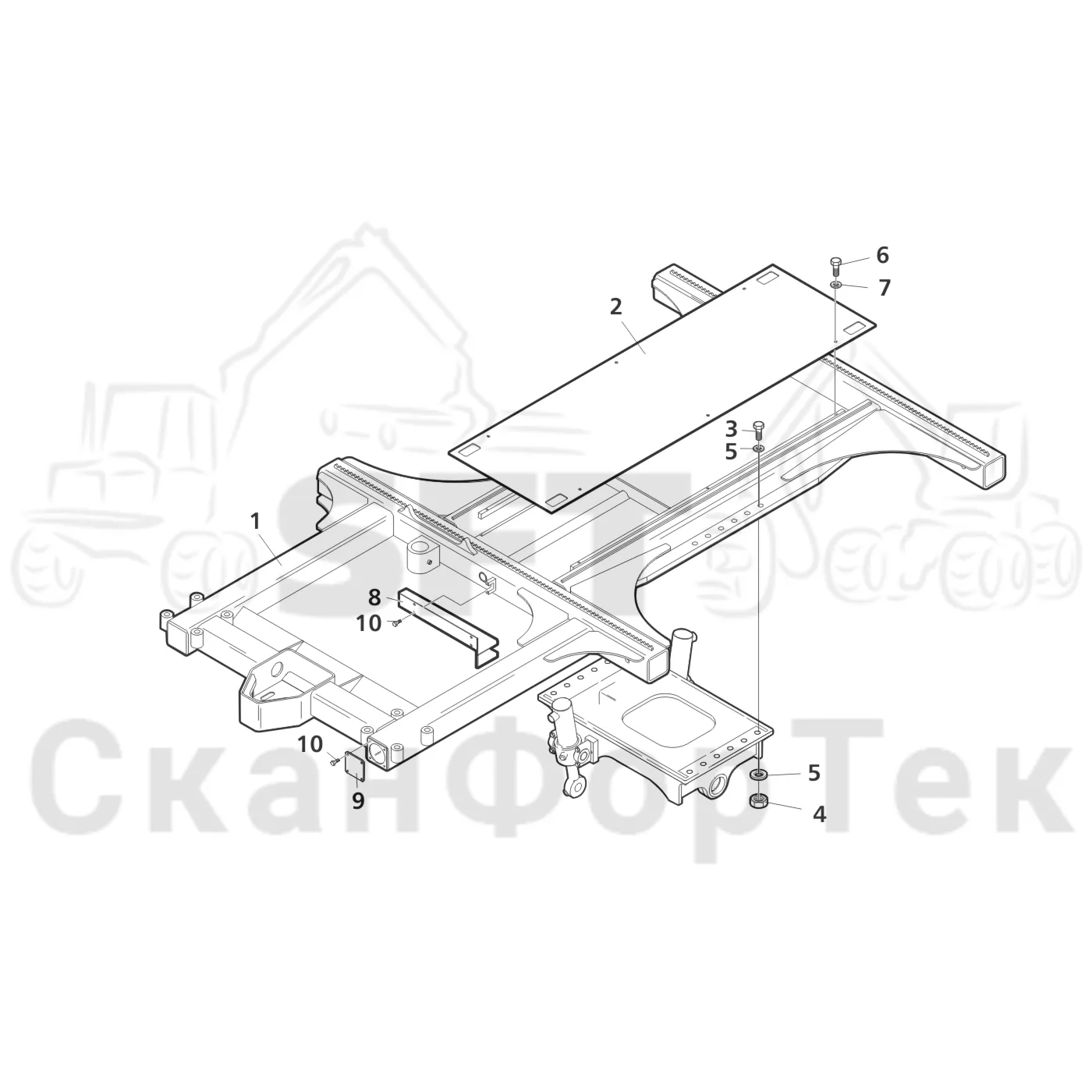 Схема: Valmet / Лесозаготовительные машины / Valmet 801 c / Valmet 801c Ch 11800- / Valmet 801c Ch 11800- / Каталог запасных частей / шасси / Зона погрузки / Коники и опора / ??????, ???????????? ??? ???????? ? ???????????? ????????
