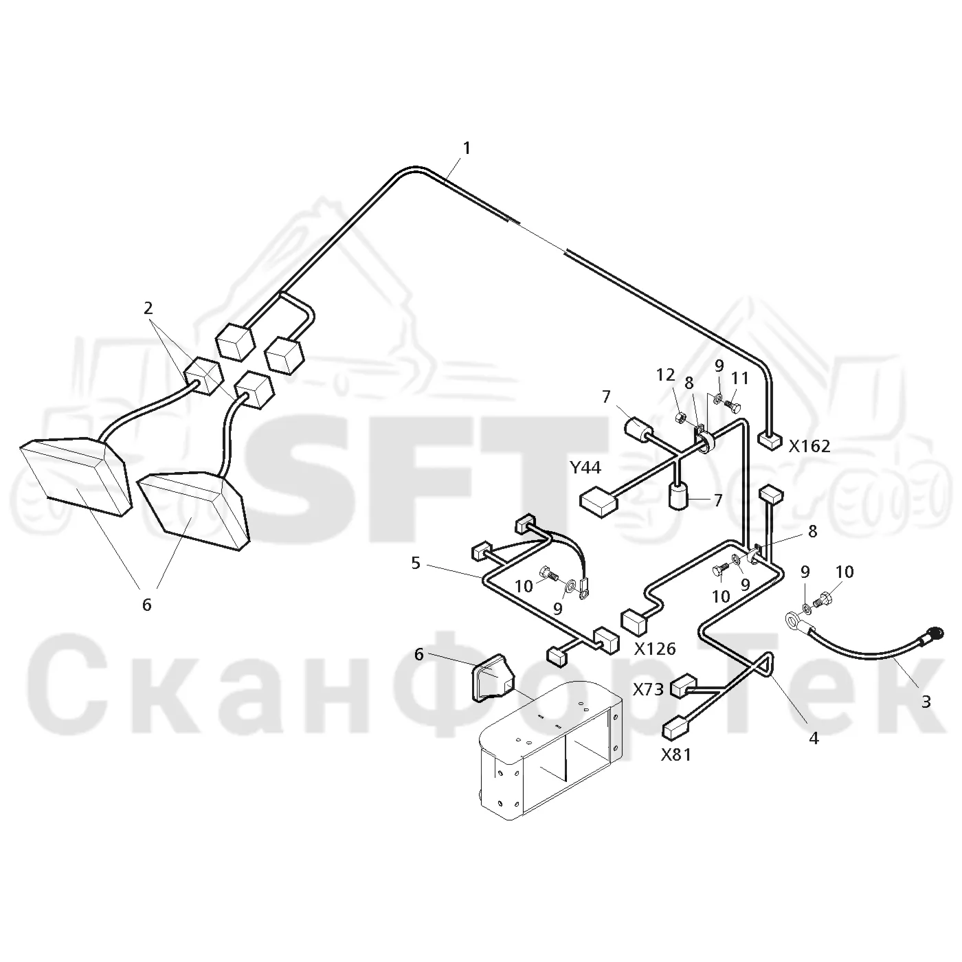 Схема: Valmet / Лесозаготовительные машины / Valmet 921 / Valmet 921 Ch 13271- / Valmet 921 Ch 13271- / Каталог запасных частей / Подъемный кран / Комплект электрооборудования / Рабочие лампы / ксеноновые / CRH 16 / Рабочие лампы