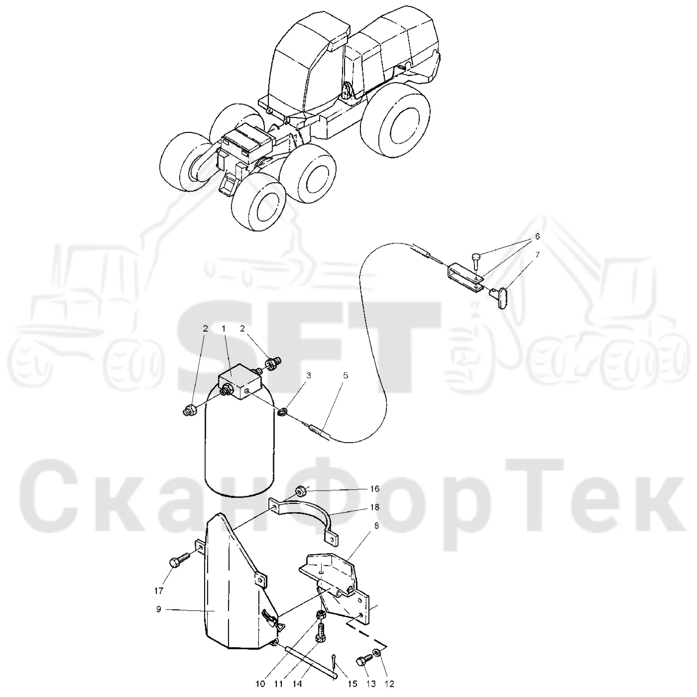 Схема: Valmet / Лесозаготовительные машины / Valmet 921 / Valmet 921 Ch -13270 / Valmet 921 Ch -13270 / Каталог запасных частей / шасси / Пожаротушение / Пожаротушение, контейнер / Container Finland