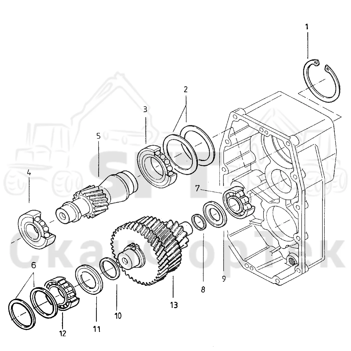Схема: Valmet / Лесозаготовительные машины / Valmet 921 / Valmet 921 Ch 13271- / Valmet 921 Ch 13271- / Каталог запасных частей / Коробка передач / Редуктор / Gearbox VL 48 / Комплект шестерен редуктора