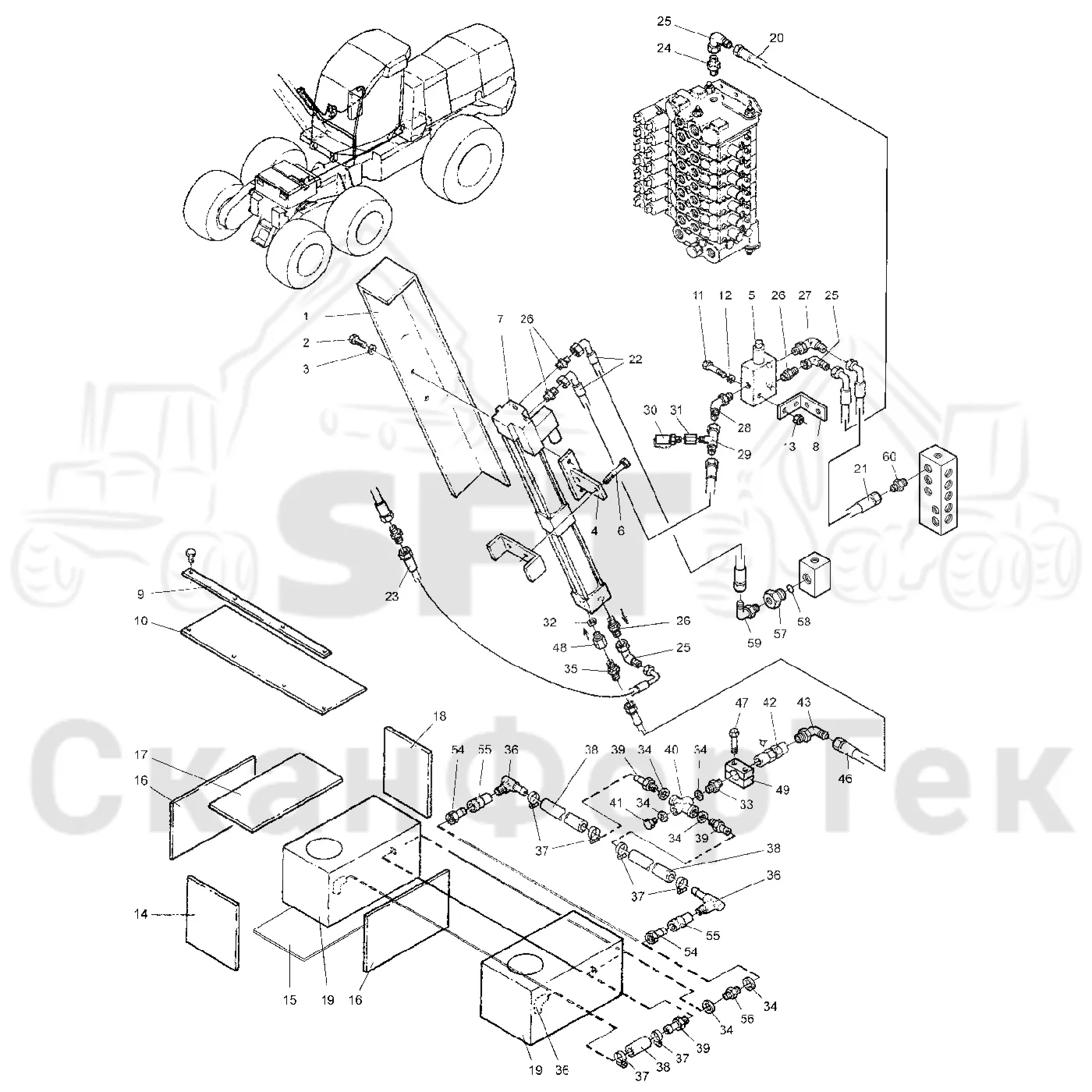 Схема: Valmet / Лесозаготовительные машины / Valmet 921 / Valmet 921 Ch -13270 / Valmet 921 Ch -13270 / Каталог запасных частей / Лесозаготовительное оборудование / Лесозаготовительное оборудование / Корчевка пней / 1600 crane