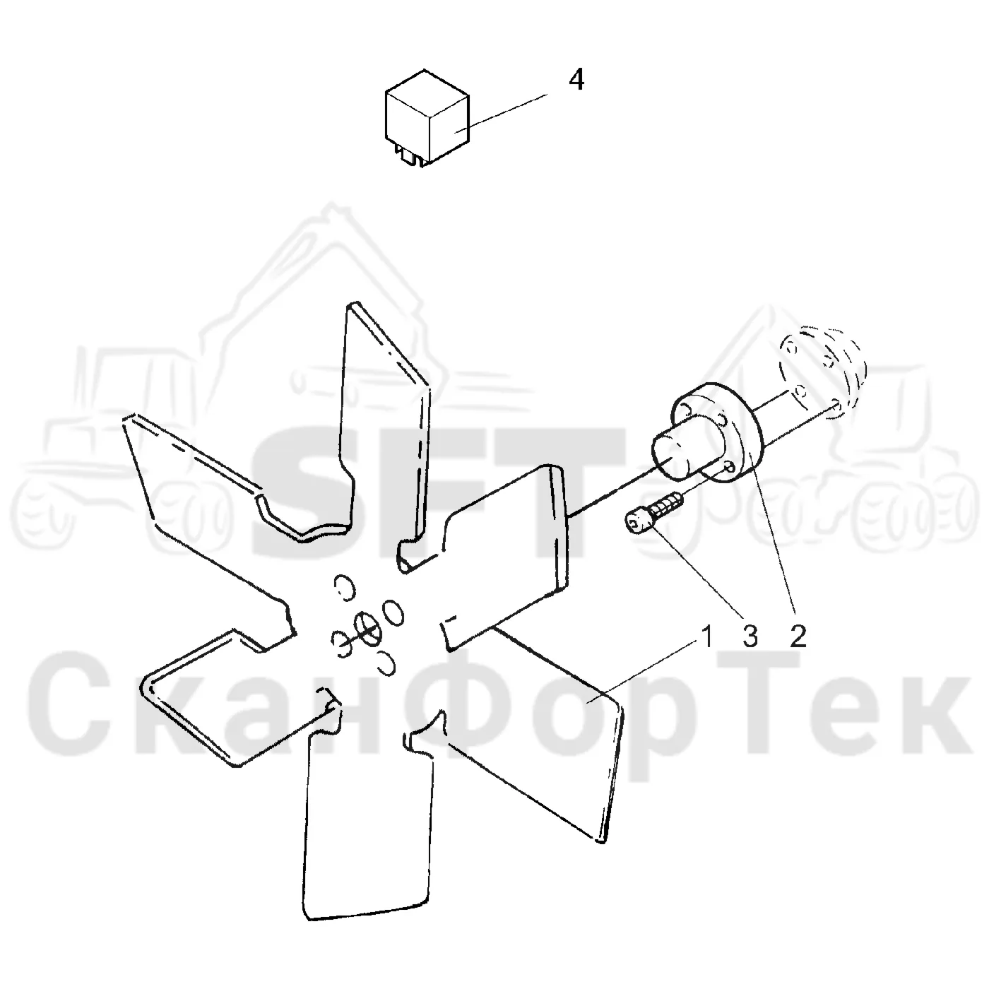 Схема: Valmet / Форвардер / Valmet 840.2 / Valmet 840.2 Ch. -211120 / Valmet 840.2 Ch. -211120 / Каталог запасных частей / Двигатель / Система охлаждения / Вентилятор / Fan electric controlled
