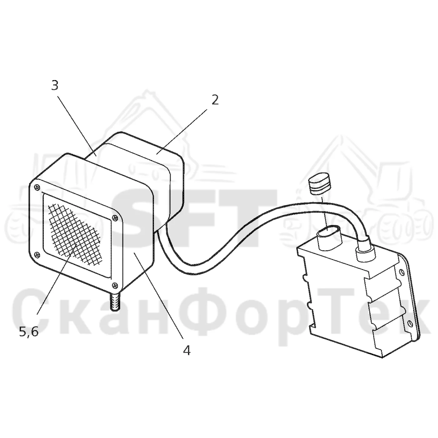 Схема: Valmet / Форвардер / Valmet 830.1 / Valmet 830.1 / Каталог запасных частей / Подъемный кран / Рабочие лампы / ксеноновые / Пост освещения подъемного крана / Рабочие лампы, ксеноновые