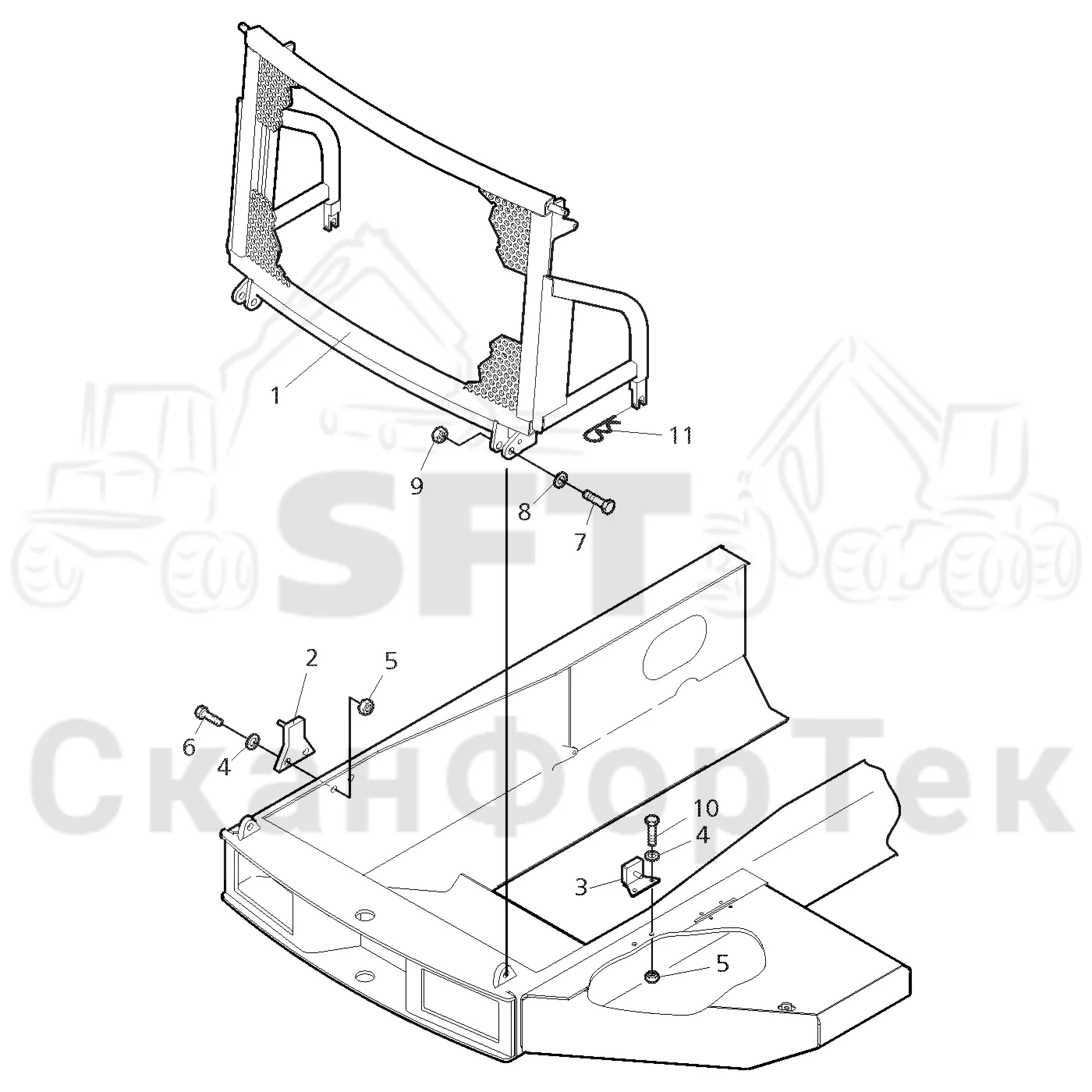 Схема: Valmet / Форвардер / Valmet 840.3 / Valmet 840.3 Ch. 311174- / Valmet 840.3 Ch. 311174- / Каталог запасных частей / шасси / Капоты и крышки / Капот двигателя Крышка / Капот двигателя Крышка Защита / Защита -312100