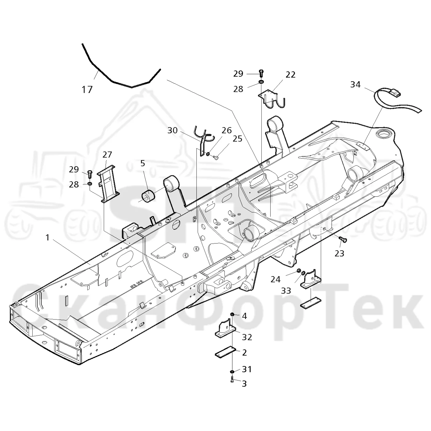 Схема: Valmet / Форвардер / Valmet 840.3 / Valmet 840.3  Ch. 311174- / Valmet 840.3  Ch. 311174- / Каталог запасных частей / шасси / Рамы / Рама, передняя на 8 колес / Рама, передняя на 8 колес  312101-