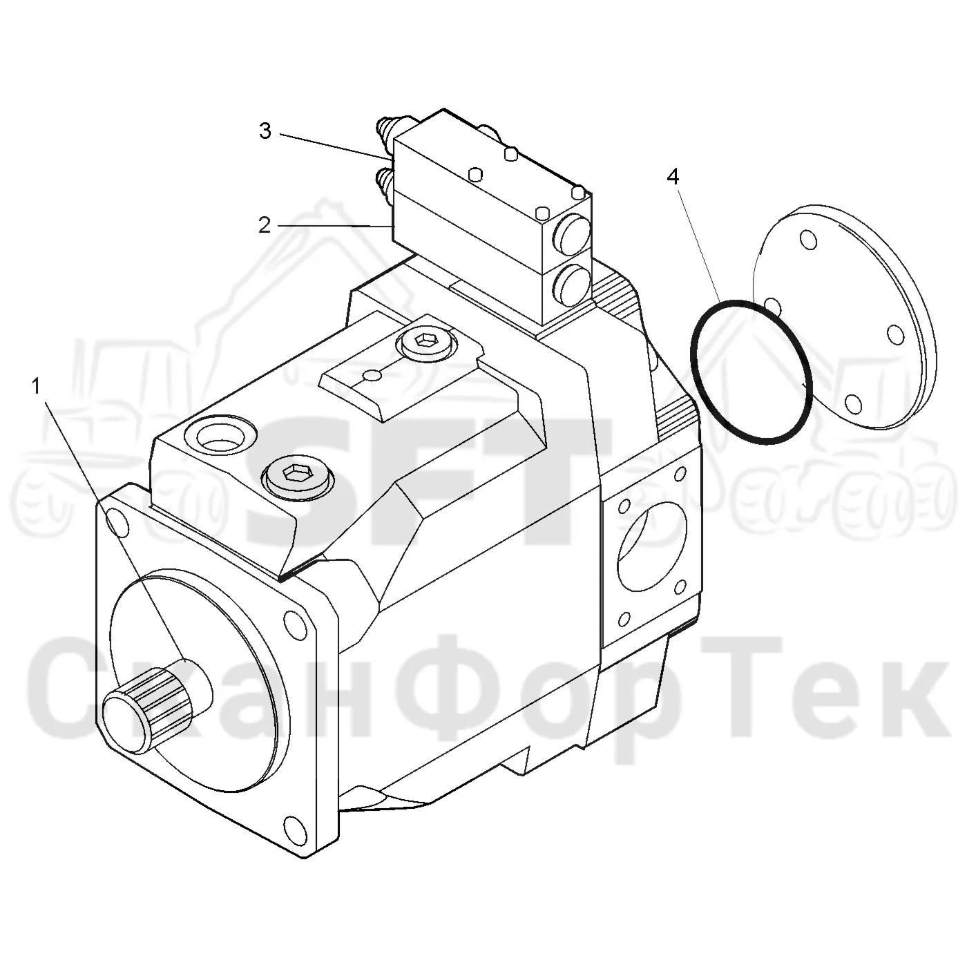 Схема: Valmet / Форвардер / Valmet 890.1 / Valmet 890.1 Ch. 117351-, 119441- / Valmet 890.1 Ch. 117351-, 119 / Каталог запасных частей / Гидравлика / Гидравлические насосы / Насосная установка 170cc / Гидравлический насос Запчасть