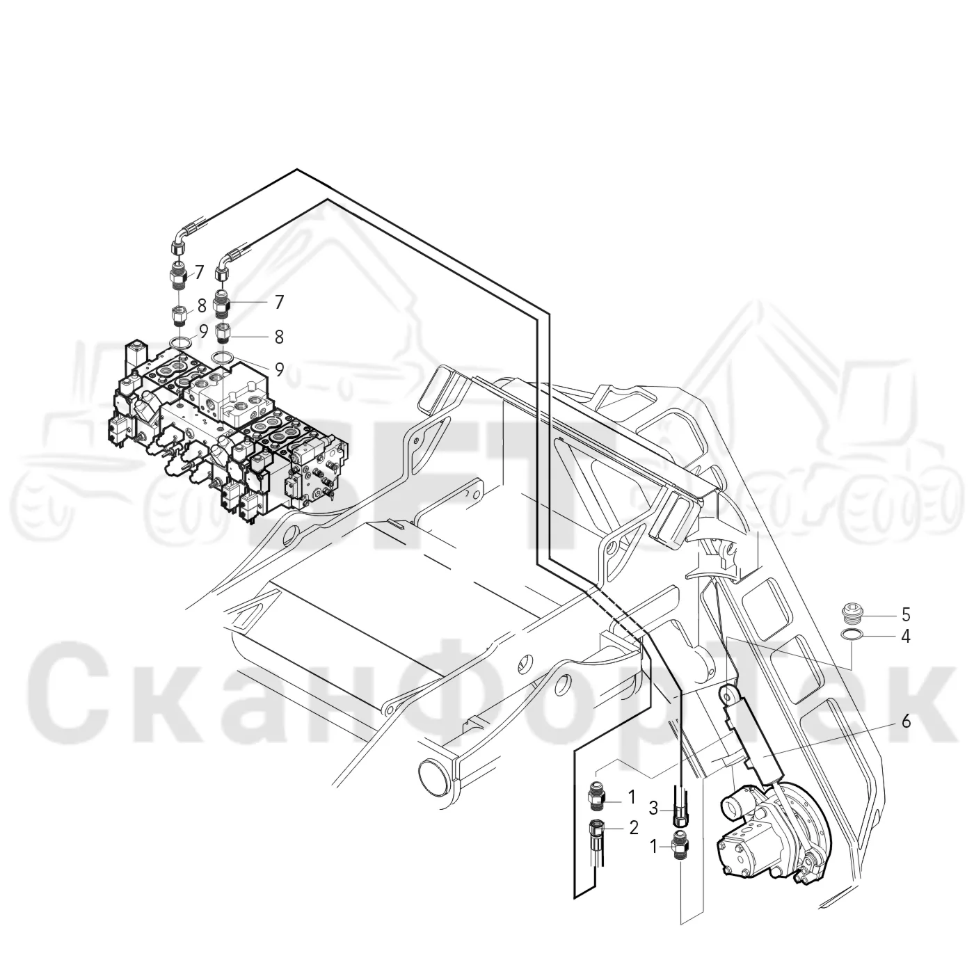 Схема: Valmet / Лесозаготовительные машины / Valmet 921 / Valmet 921 Ch 13271- / Valmet 921 Ch 13271- / Каталог запасных частей / Лесозаготовительное оборудование / Головка лесозаготовительной машины / Valmet 370 / Valmet 370 / Valmet 370   Ch. -11549 / Valmet 370 -11549 / Каталог запасных частей / Резка / Гидравлический привод цилиндра резки / Гидравлический привод цилиндра резки