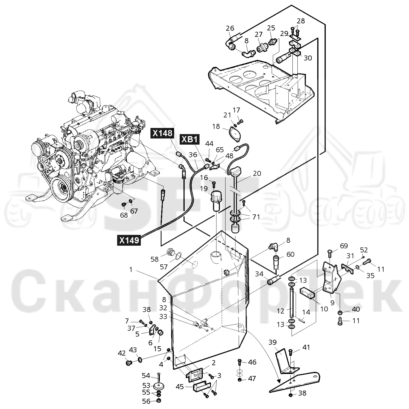 Схема: Valmet / Форвардер / Valmet 830.3 / Valmet 830.3 / Каталог запасных частей / Двигатель / Двигатель 311172- / Топливная система / Топливная система / Топливная система -311160