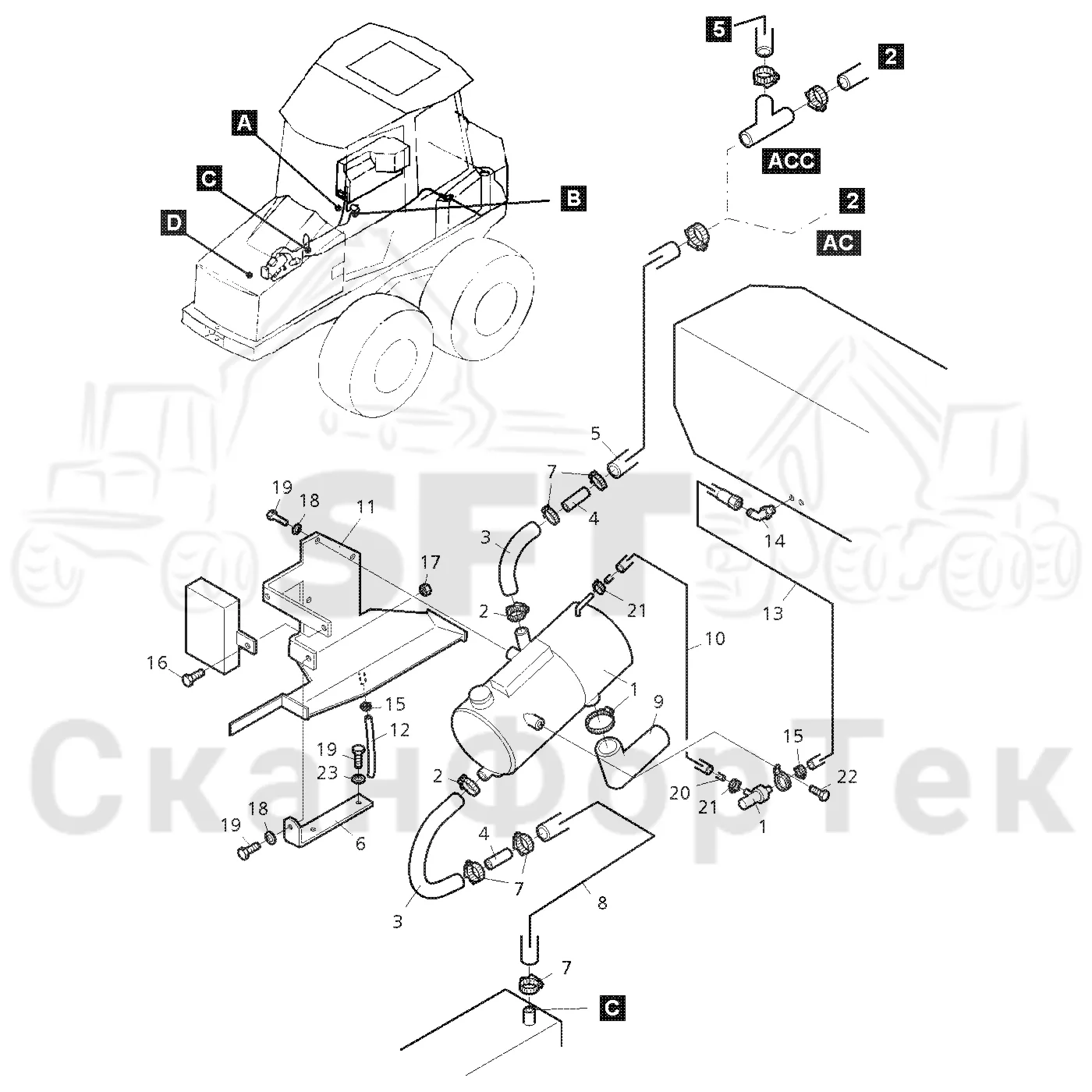 Схема: Valmet / Форвардер / Valmet 860.3 / Valmet 860.3 / Каталог запасных частей / Двигатель / Двигатель -311350 / Подогреватель / Подогреватель / Подогреватель -311160