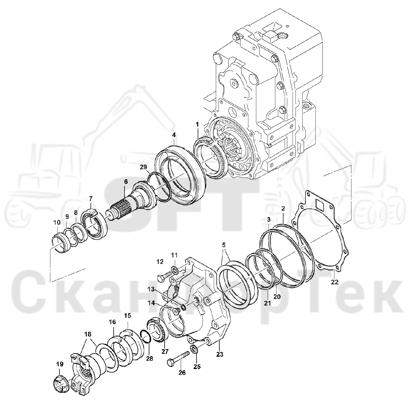 Схема: Valmet / Лесозаготовительные машины / Valmet 941 / Valmet 941 Ch -12070 / Valmet 941 Ch -12070 / Каталог запасных частей / Коробка передач / Редуктор / Комплект шестерен выходного вала