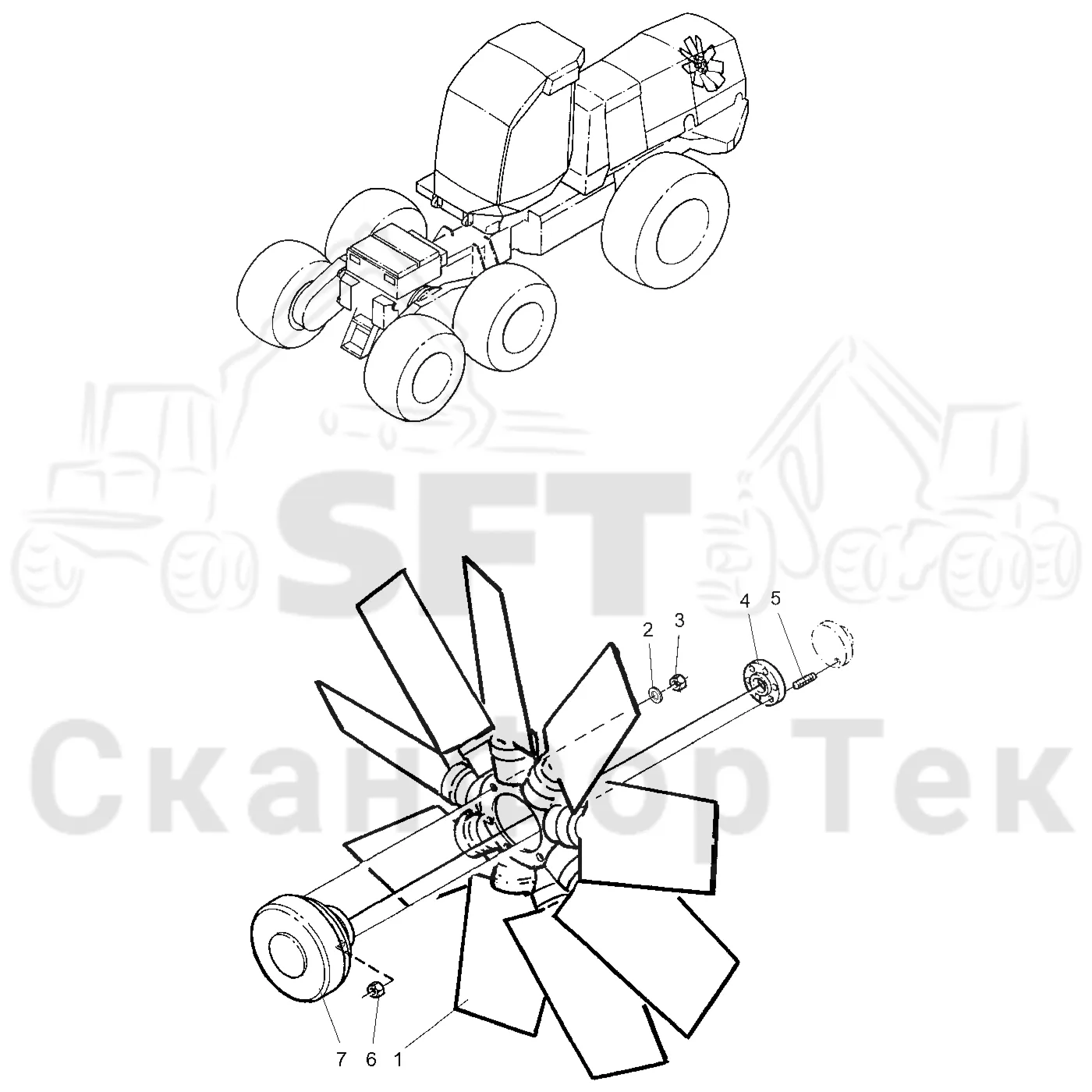 Схема: Valmet / Лесозаготовительные машины / Valmet 921 / Valmet 921 Ch -13270 / Valmet 921 Ch -13270 / Каталог запасных частей / Двигатель / Система охлаждения / Вентилятор / Вентилятор