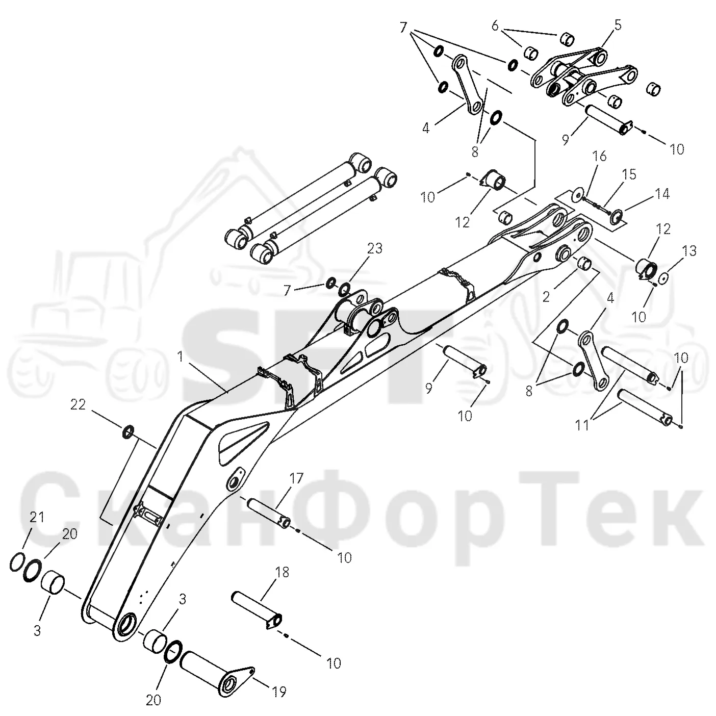 Схема: Valmet / Лесозаготовительные машины / Valmet 941 / Valmet 941 Ch -12070 / Valmet 941 Ch -12070 / Каталог запасных частей / Подъемный кран / Подъемные краны / CRH 24 / Каталог запасных частей / Первая стрела / Стрела / Основная стрела сер.  40566-
