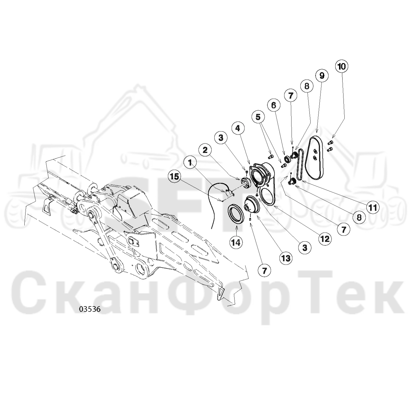 Схема: Valmet / Лесозаготовительные машины / Valmet 801 c / Valmet 801c Ch 11800- / Valmet 801c Ch 11800- / Каталог запасных частей / Коробка передач / Редуктор / Комплект шестерен редуктора / CRH 24 / Вторая стрела / Оборудование / Датчик, стрела, наружная