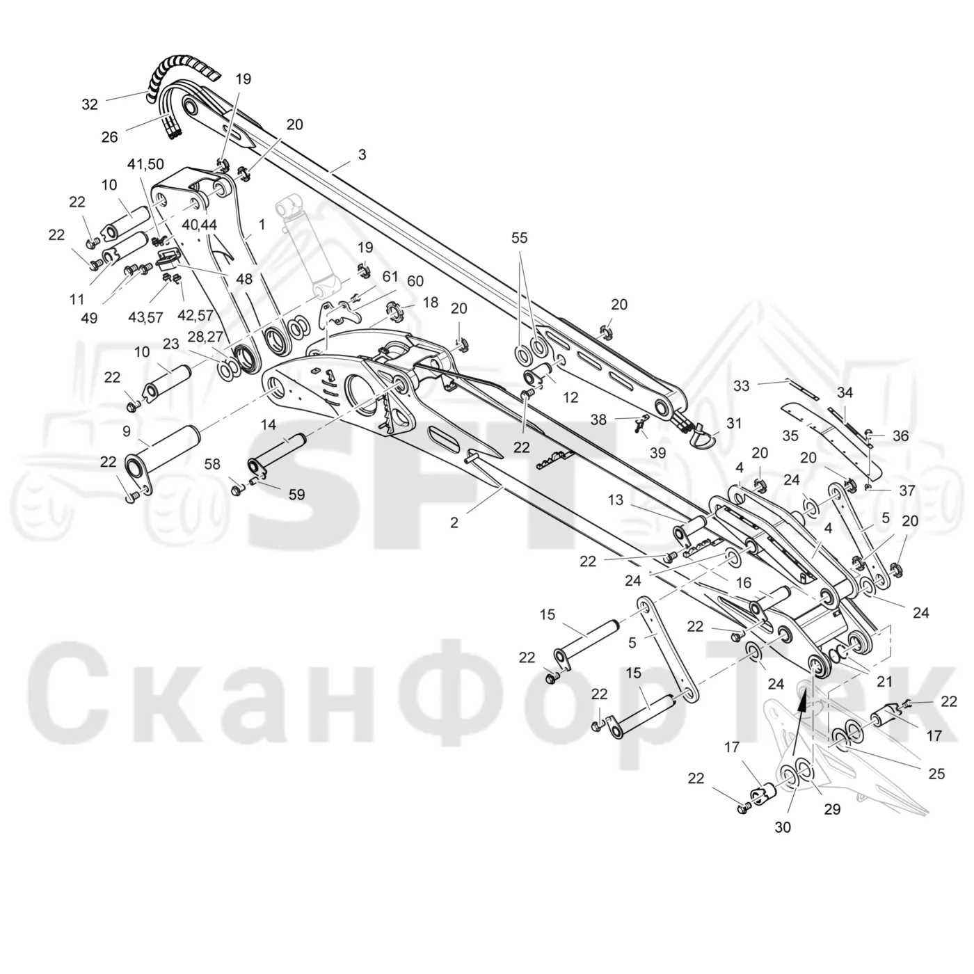 Схема: Valmet / Лесозаготовительные машины / Valmet 901TX / Valmet 901TX / Каталог запасных частей / Подъемный кран / Подъемные краны / CRH 16 / CRH 16 / Основная стрела / Основная стрела