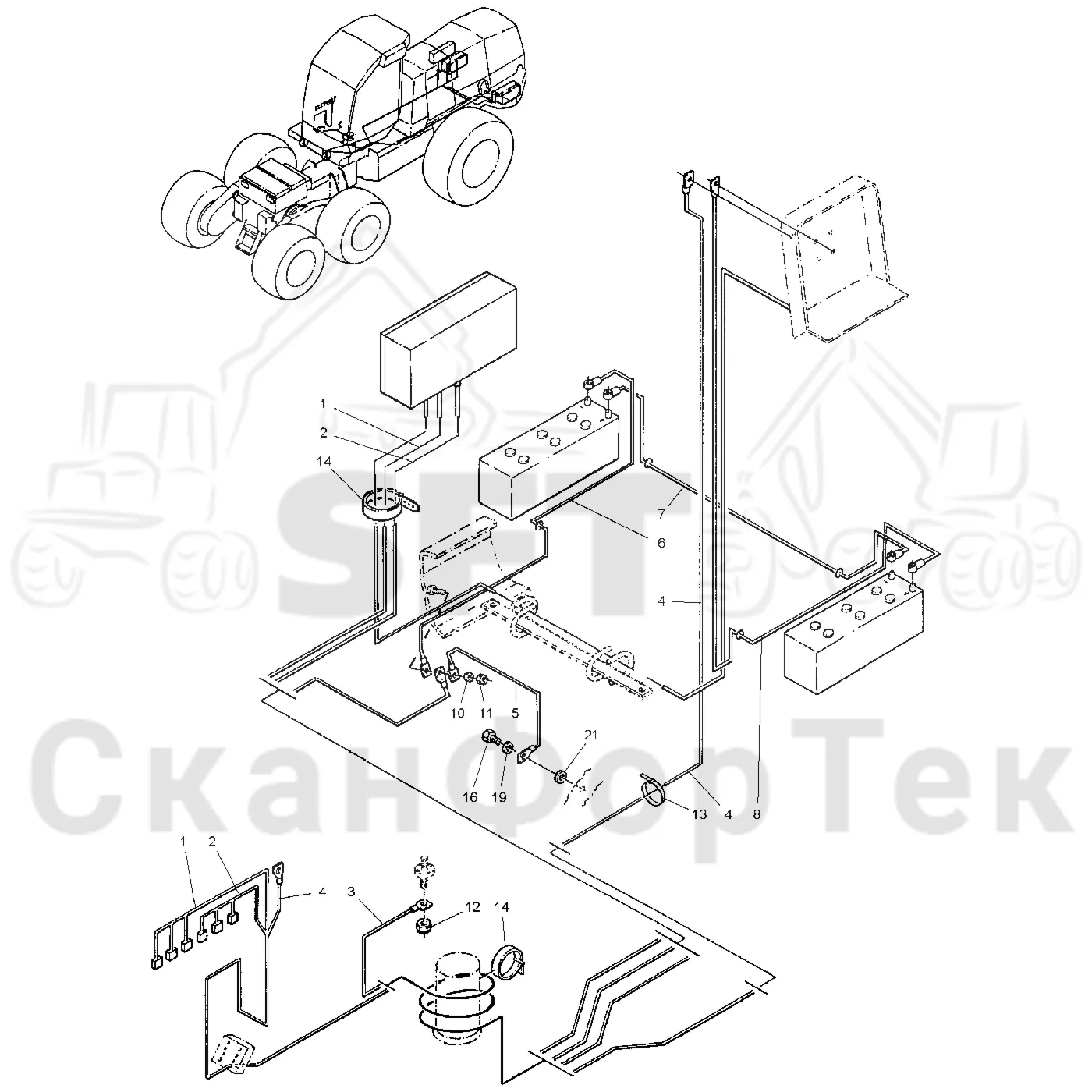 Схема: Valmet / Лесозаготовительные машины / Valmet 921 / Valmet 921 Ch 13271- / Valmet 921 Ch 13271- / Каталог запасных частей / шасси / Электрический Оборудование / Комплект кабелей шасси
