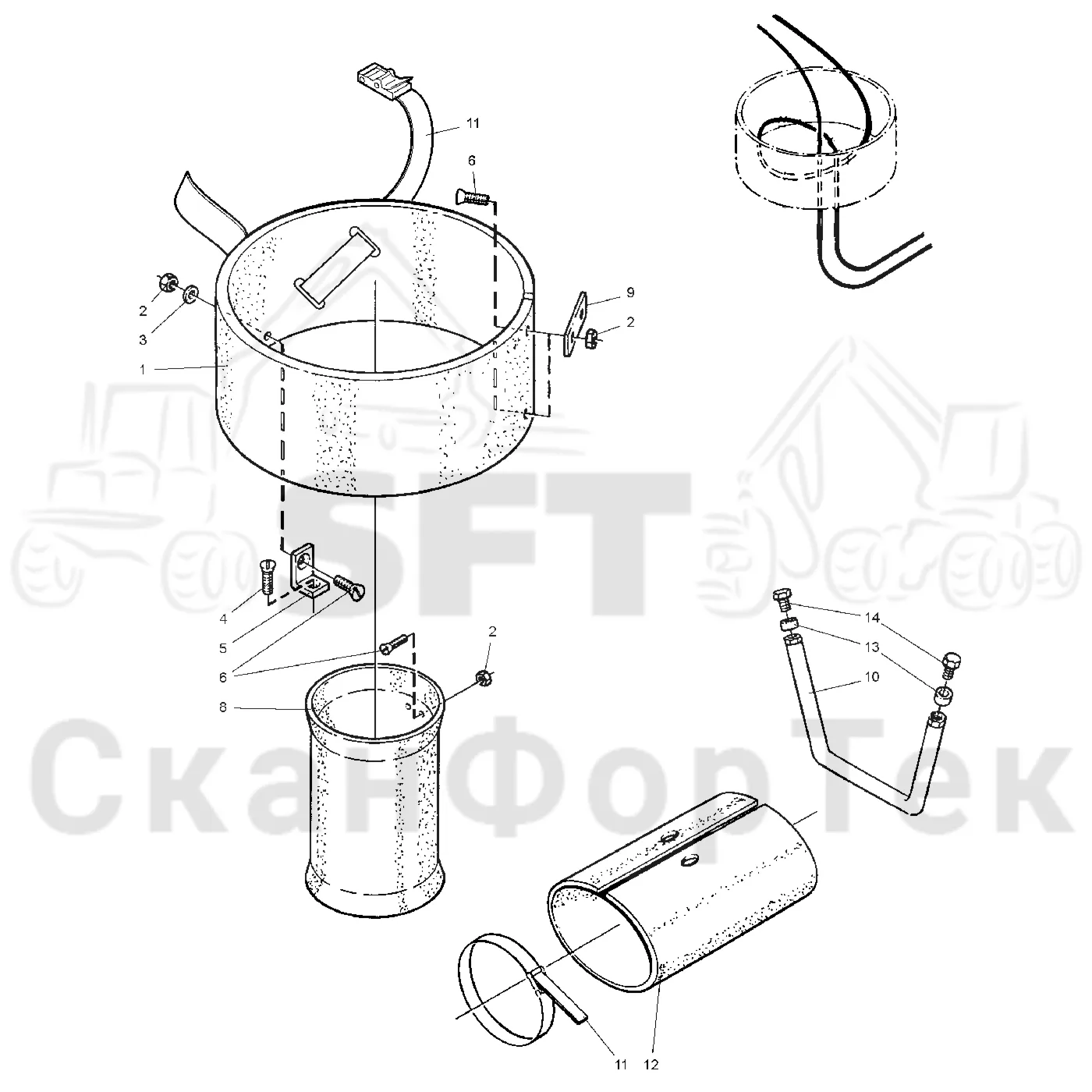 Схема: Valmet / Лесозаготовительные машины / Valmet 921 / Valmet 921 Ch 13271- / Valmet 921 Ch 13271- / Каталог запасных частей / шасси / Оборудование наклона / Прокладка шланга под кабину