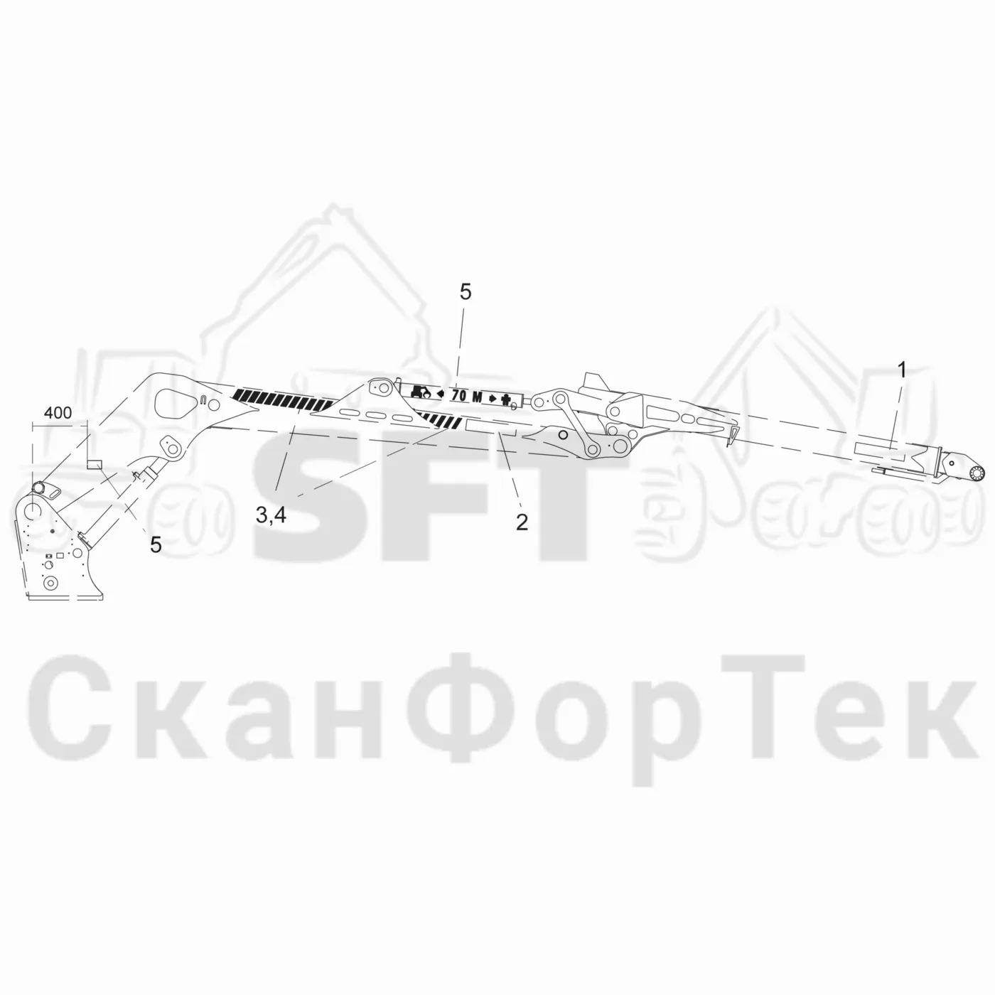 Схема: Komatsu / Лесозаготовительные машины / 901.4 / Каталог запасных частей / Подъемный кран / Подъемные краны / CRH 15 / CRH 15 / Основная стрела / Комплект бирок
