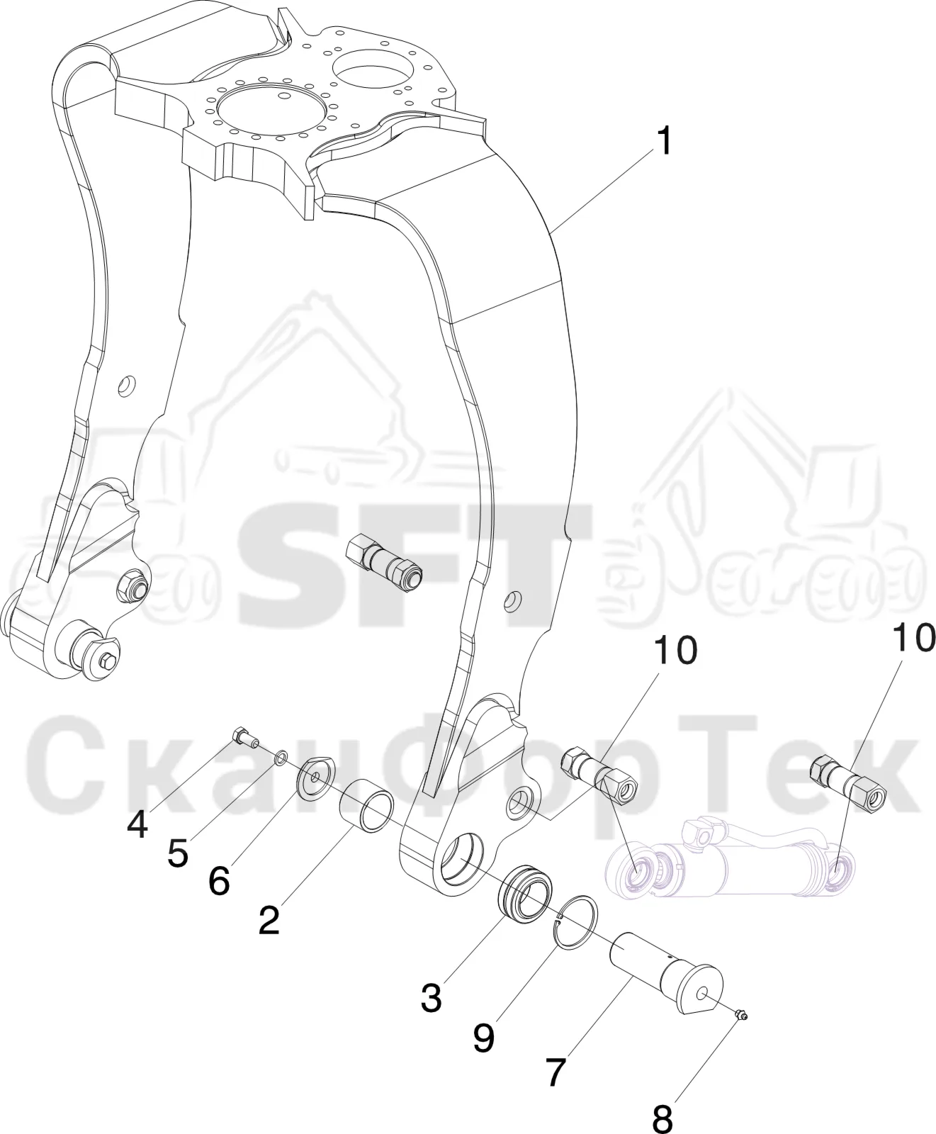 Схема: Komatsu / Лесозаготовительные машины / 931 S/N 9310021067- / Каталог запасных частей / Лесозаготовительное оборудование / Головка лесозаготовительной машины / V132E / Каталог запасных частей / шасси / Звено подвески