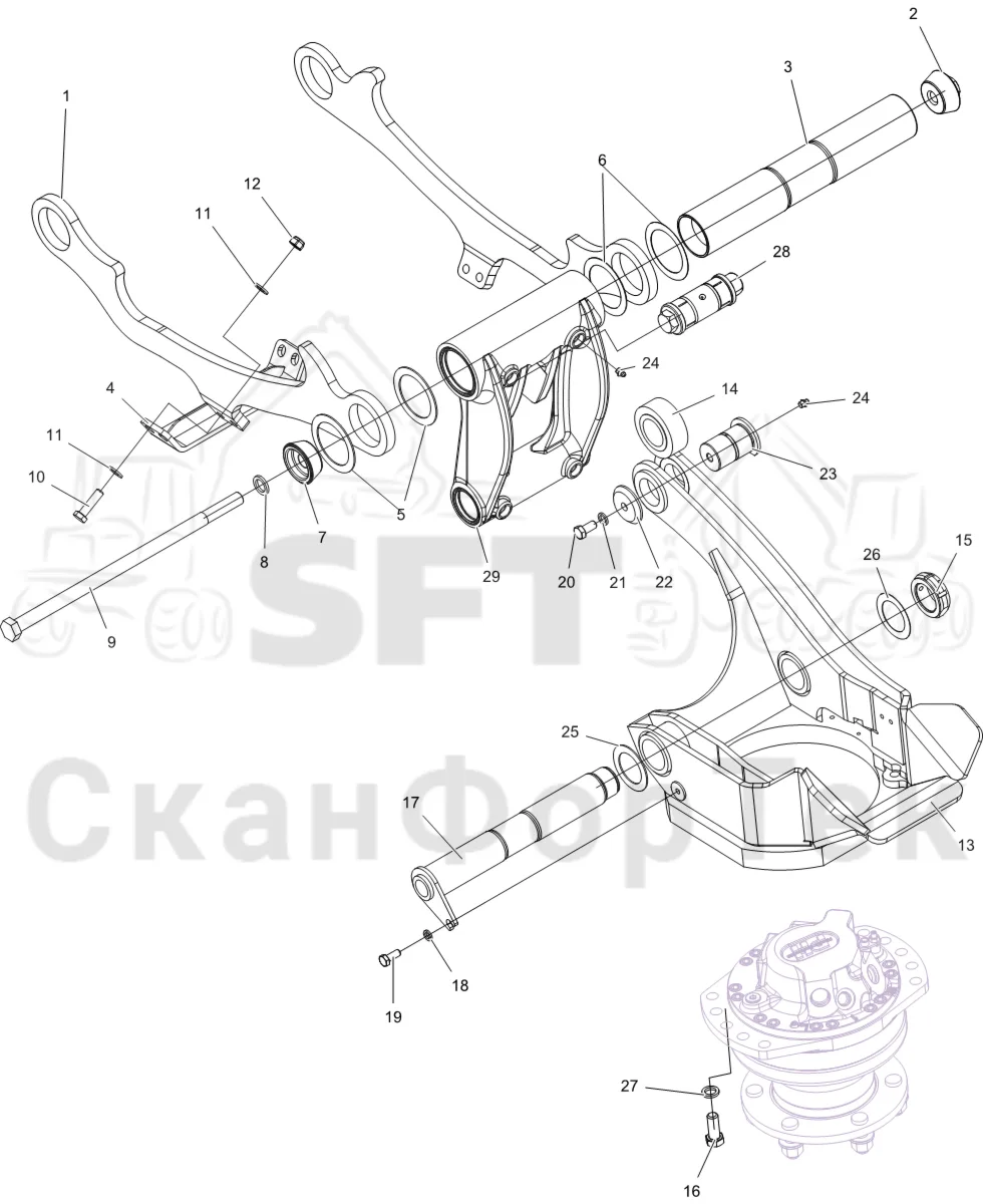 Схема: Komatsu / Лесозаготовительные машины / 931 S/N 9310021067- / Каталог запасных частей / Лесозаготовительное оборудование / Головка лесозаготовительной машины / V132E / Каталог запасных частей / Подача / шасси подающего ролика