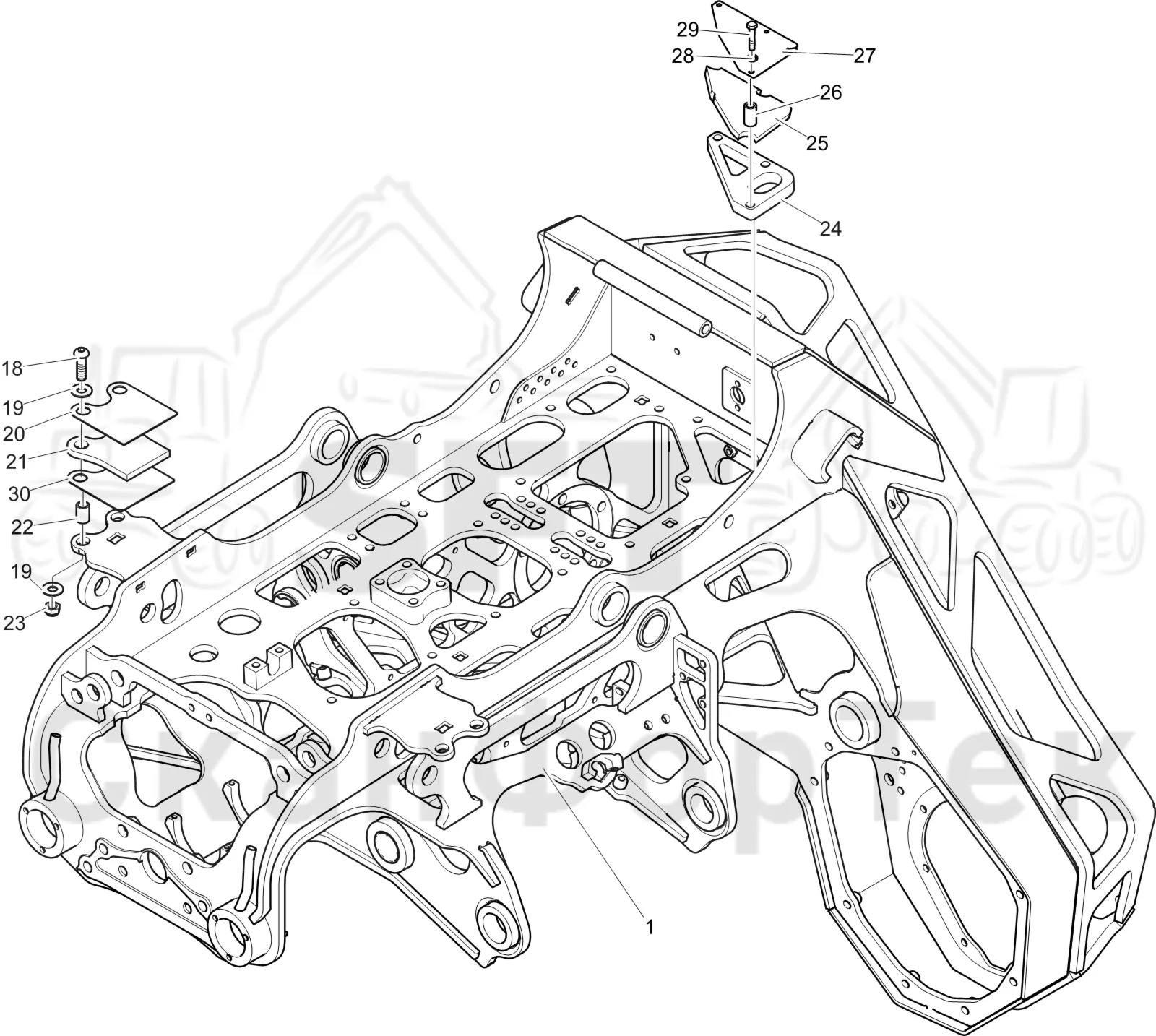 Схема: Komatsu / Лесозаготовительные машины / 931XC S/N 9313021208- / Каталог запасных частей / Лесозаготовительное оборудование / Головка лесозаготовительной машины / C123 / Каталог запасных частей / шасси / шасси