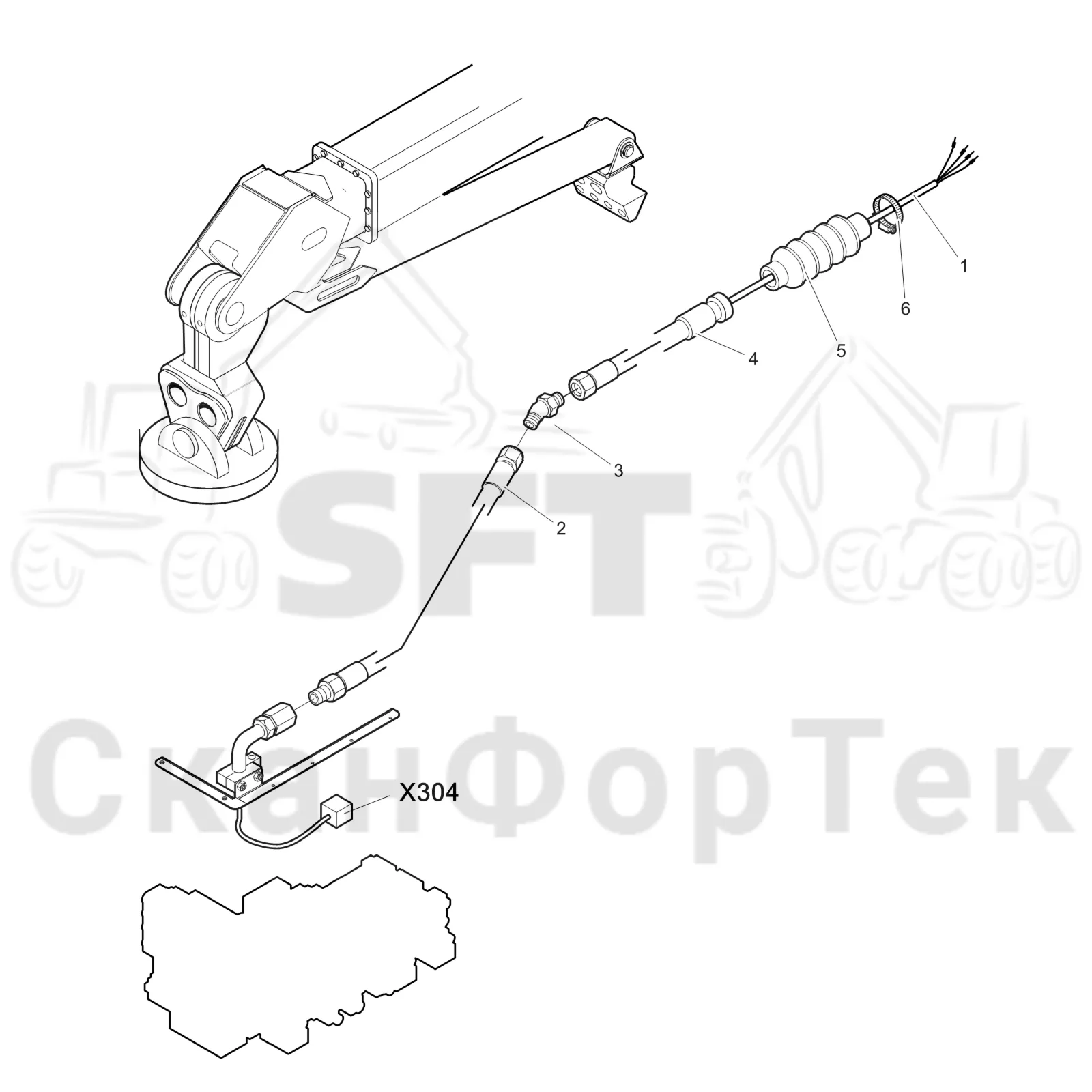 Схема: Komatsu / Лесозаготовительные машины / 931XC S/N 9313021208- / Каталог запасных частей / Лесозаготовительное оборудование / Головка лесозаготовительной машины / C123 / Каталог запасных частей / Поворотные устройства и звенья / Crane-head electric CRH 18 .3 JIC