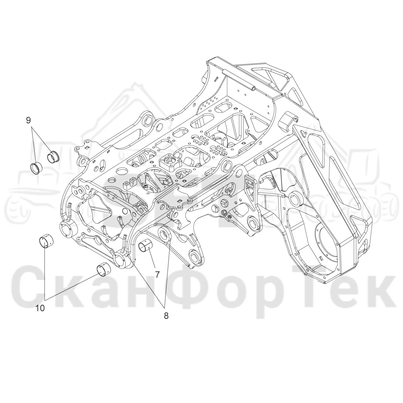 Схема: Komatsu / Лесозаготовительные машины / 931XC S/N 9313021208- / Каталог запасных частей / Лесозаготовительное оборудование / Головка лесозаготовительной машины / C123 / Каталог запасных частей / шасси / шасси / Корпус
