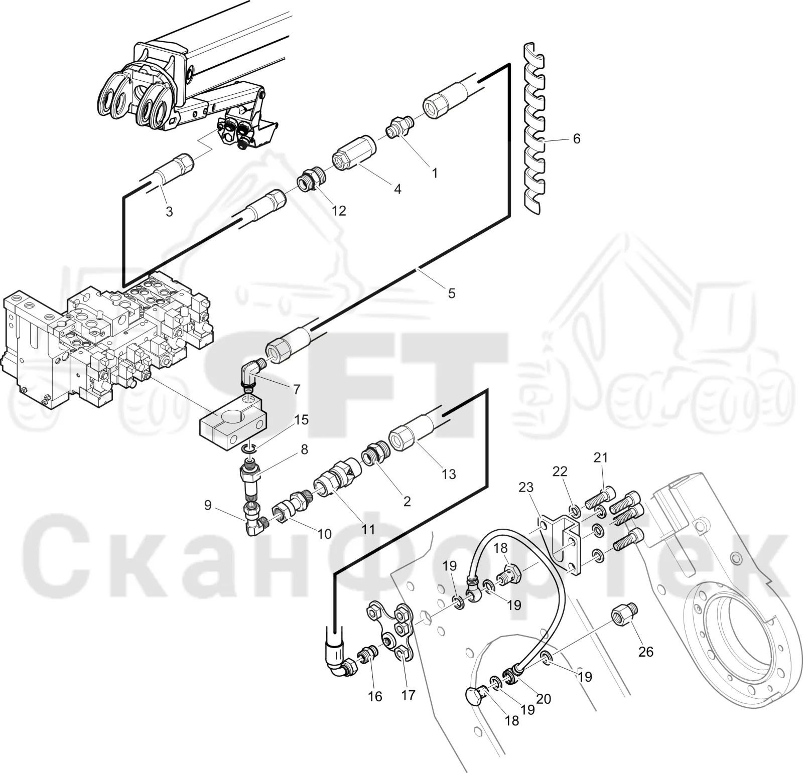 Схема: Komatsu / Лесозаготовительные машины / 931XC S/N 9313021208- / Каталог запасных частей / Лесозаготовительное оборудование / Головка лесозаготовительной машины / C123 / Каталог запасных частей / Резка / Корчевка пней / Корчевка пней JIC